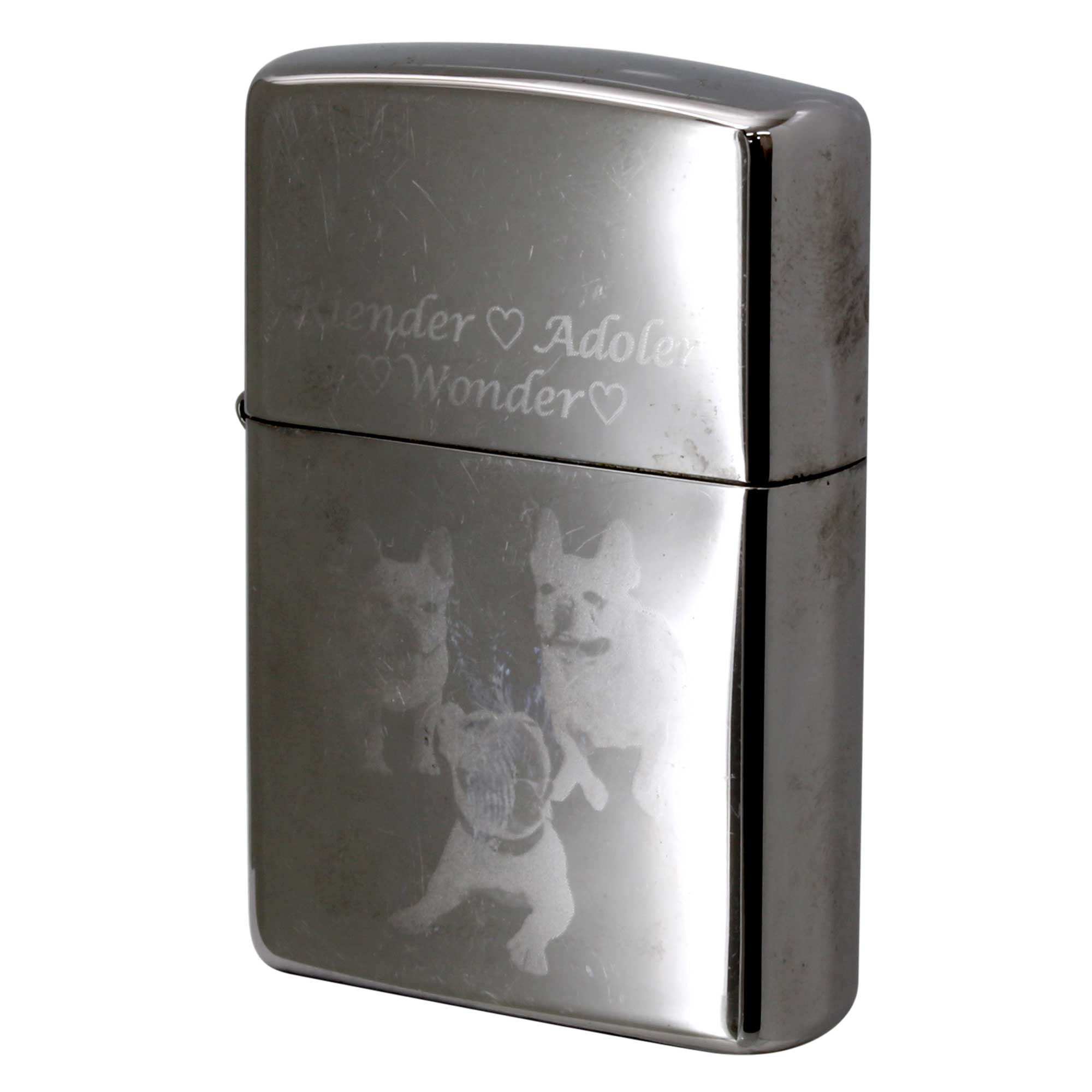 絶版/ヴィンテージ Zippo ジッポー 中古 2021年製造 Dog 犬 後加工ZIPPO  [B]使用感ありやや傷汚れあり
