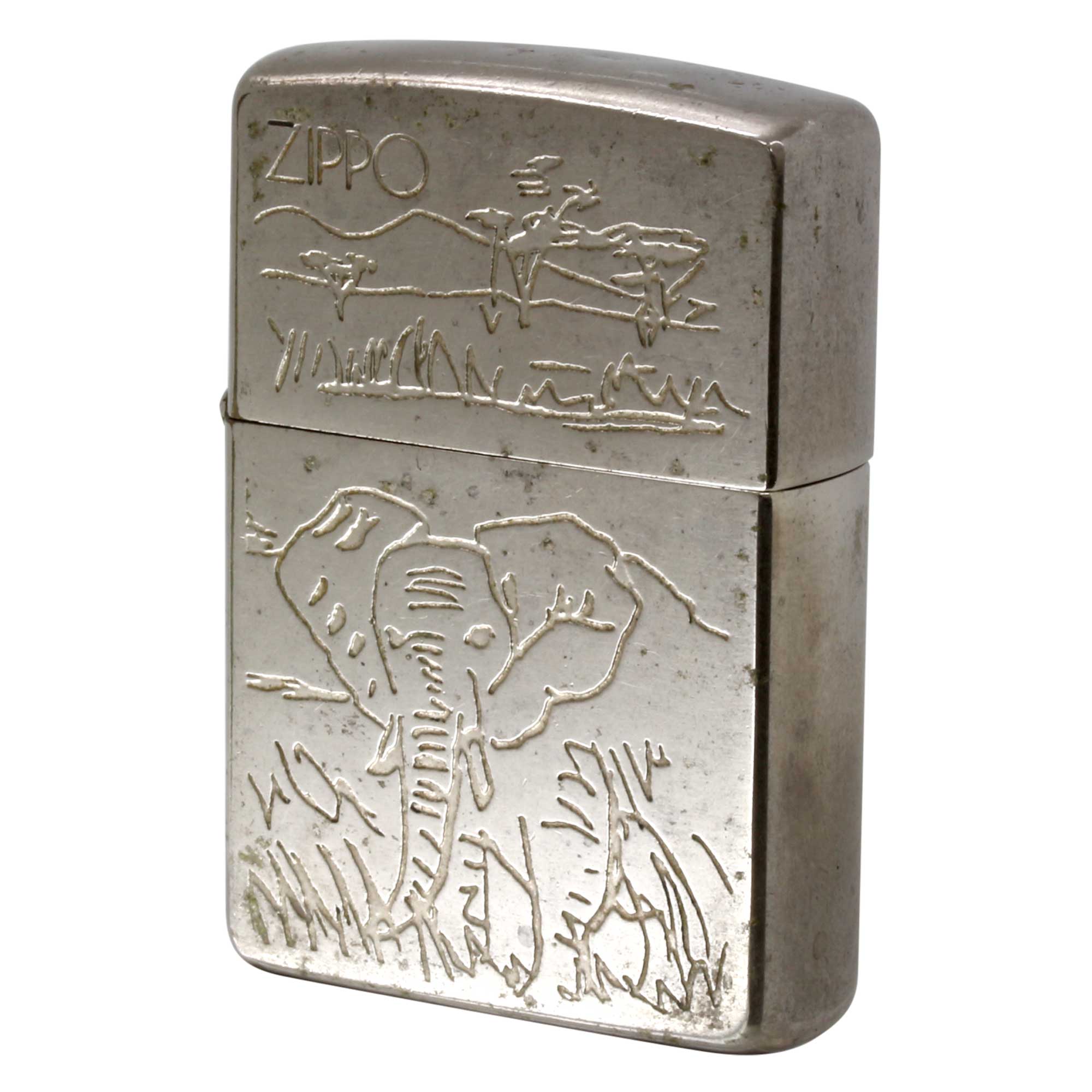 絶版/ヴィンテージ Zippo ジッポー 中古 1992年製造 エレファント 象  [C]使用感あり傷汚れあり