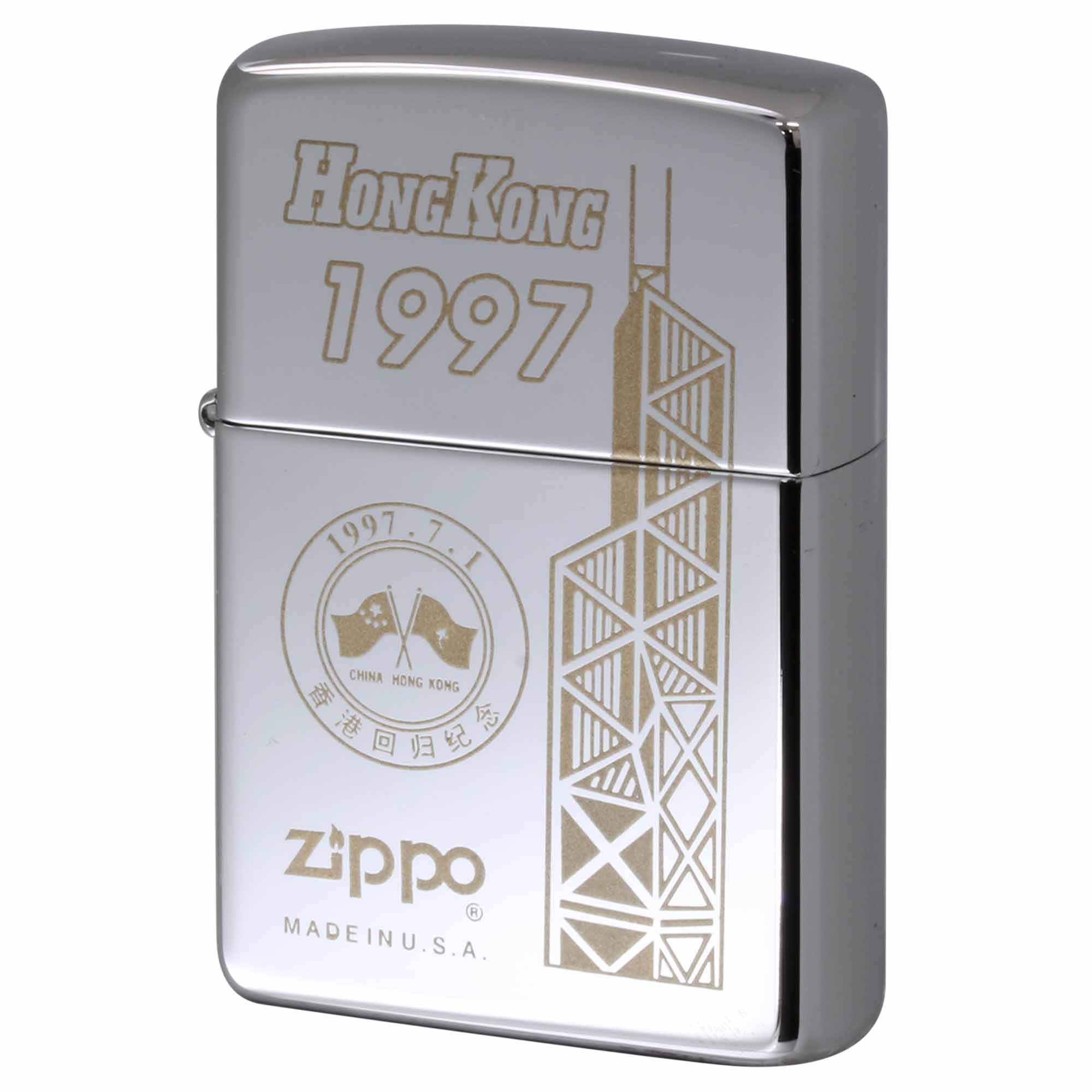 絶版/ヴィンテージ Zippo ジッポー 中古 1996年製造 HONG KONG 1997 香港返還 中国銀行タワー  [S]ほぼ新品同様