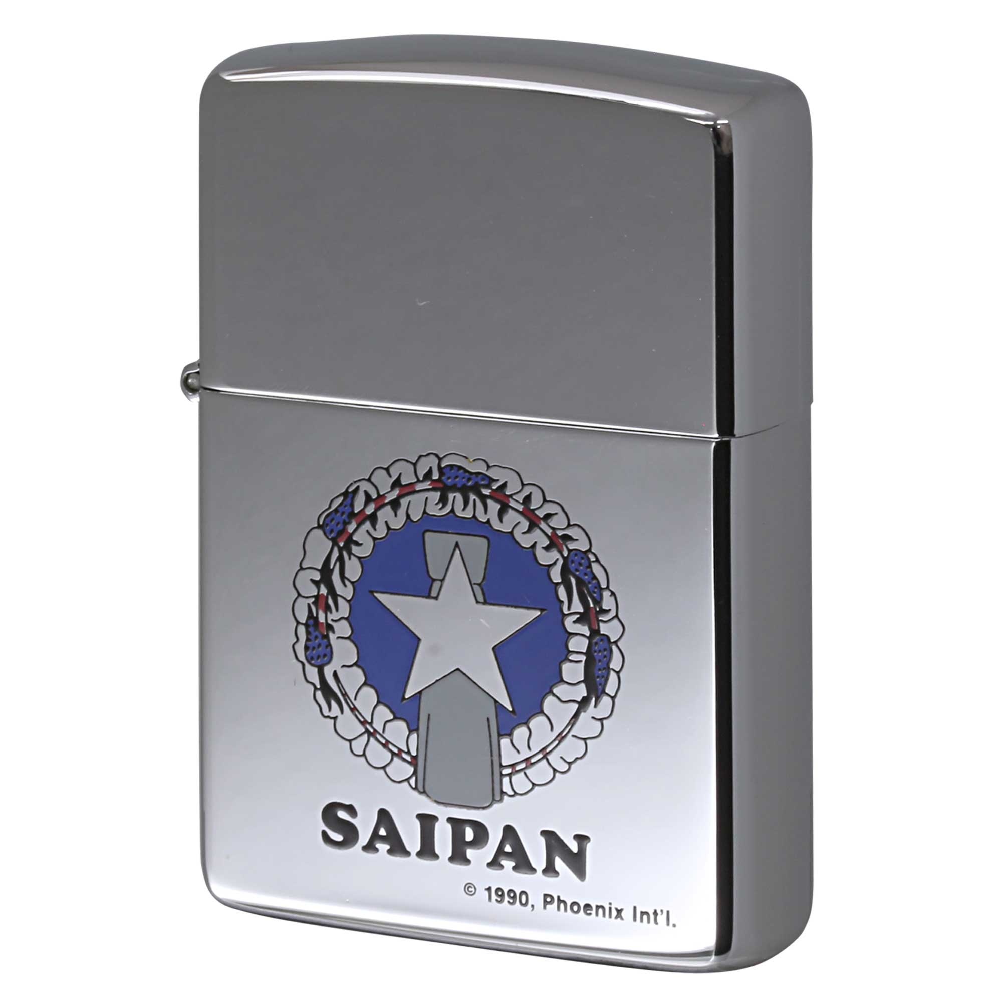 絶版/ヴィンテージ Zippo ジッポー 中古 1992年製造 SAIPAN サイパン 国旗 鏡面  [S]ほぼ新品同様