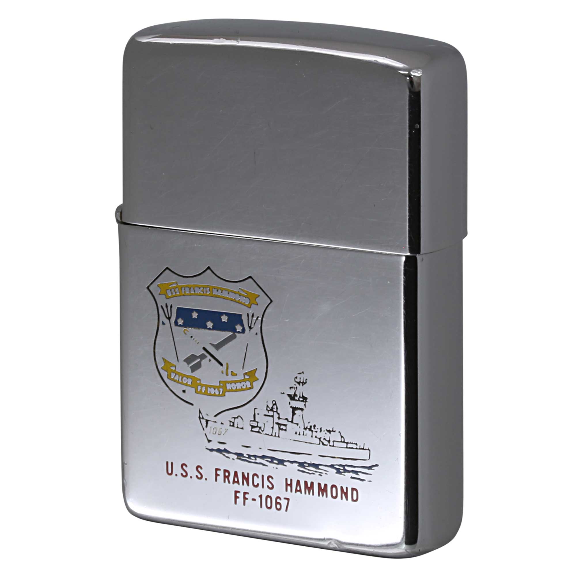 絶版/ヴィンテージ Zippo ジッポー 中古 1981年製造 USS FRANCIS HAMMOND FF-1067 フリゲート艦  [C]使用感あり傷汚れあり