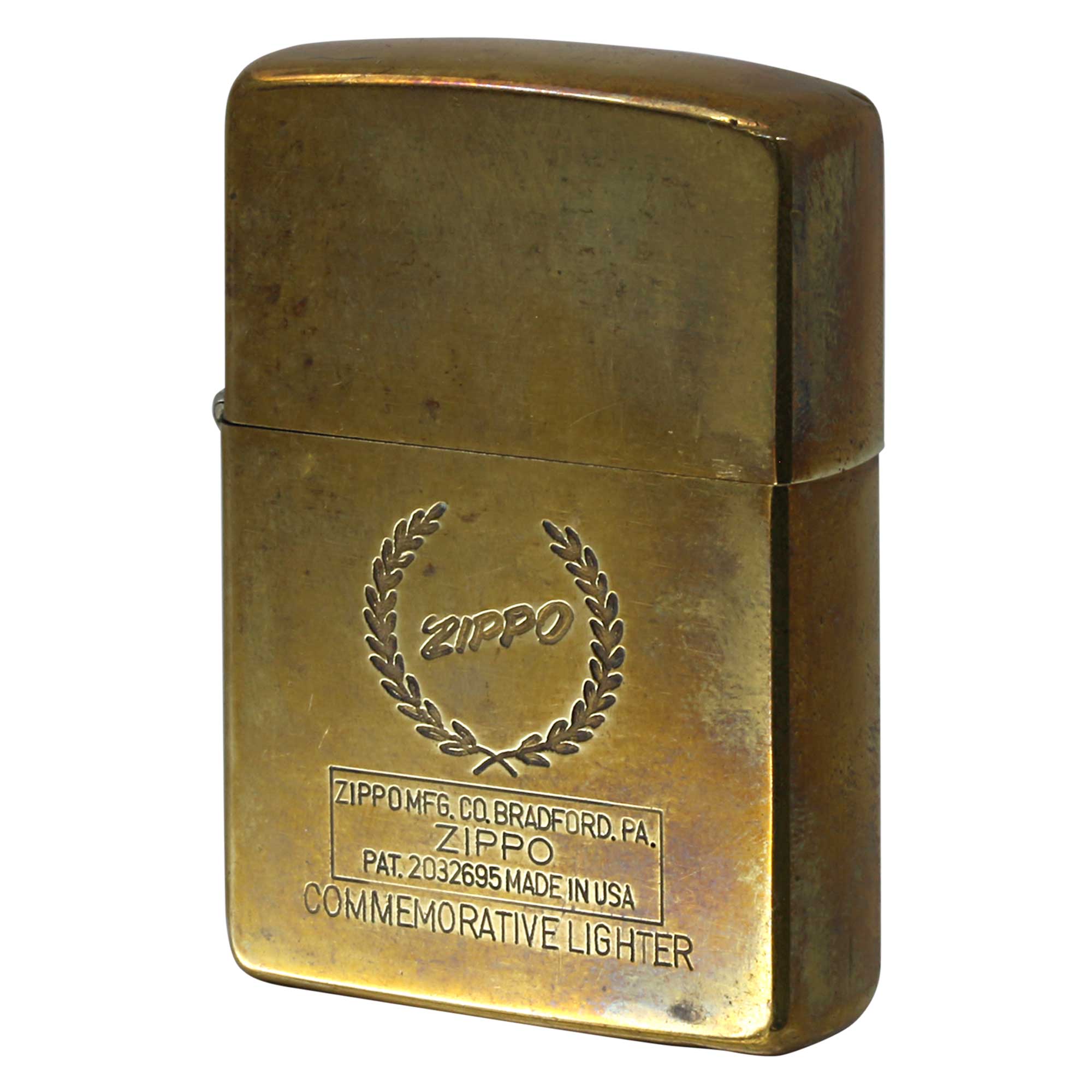絶版/ヴィンテージ Zippo ジッポー 中古 1985年製造 COMMEMORATIVE LIGHTER ZIPPO ロゴ 月桂樹フレーム  [C]使用感あり傷汚れあり