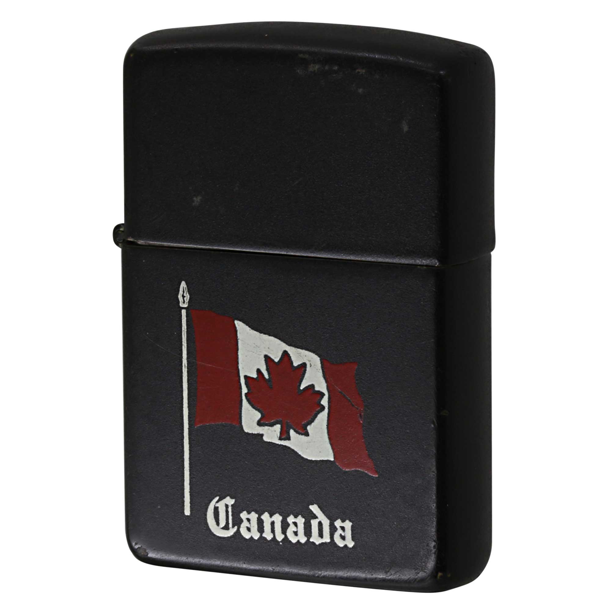絶版/ヴィンテージ Zippo ジッポー 中古 1988年製造 Canada カナダ国旗 ブラックマット  [C]使用感あり傷汚れあり