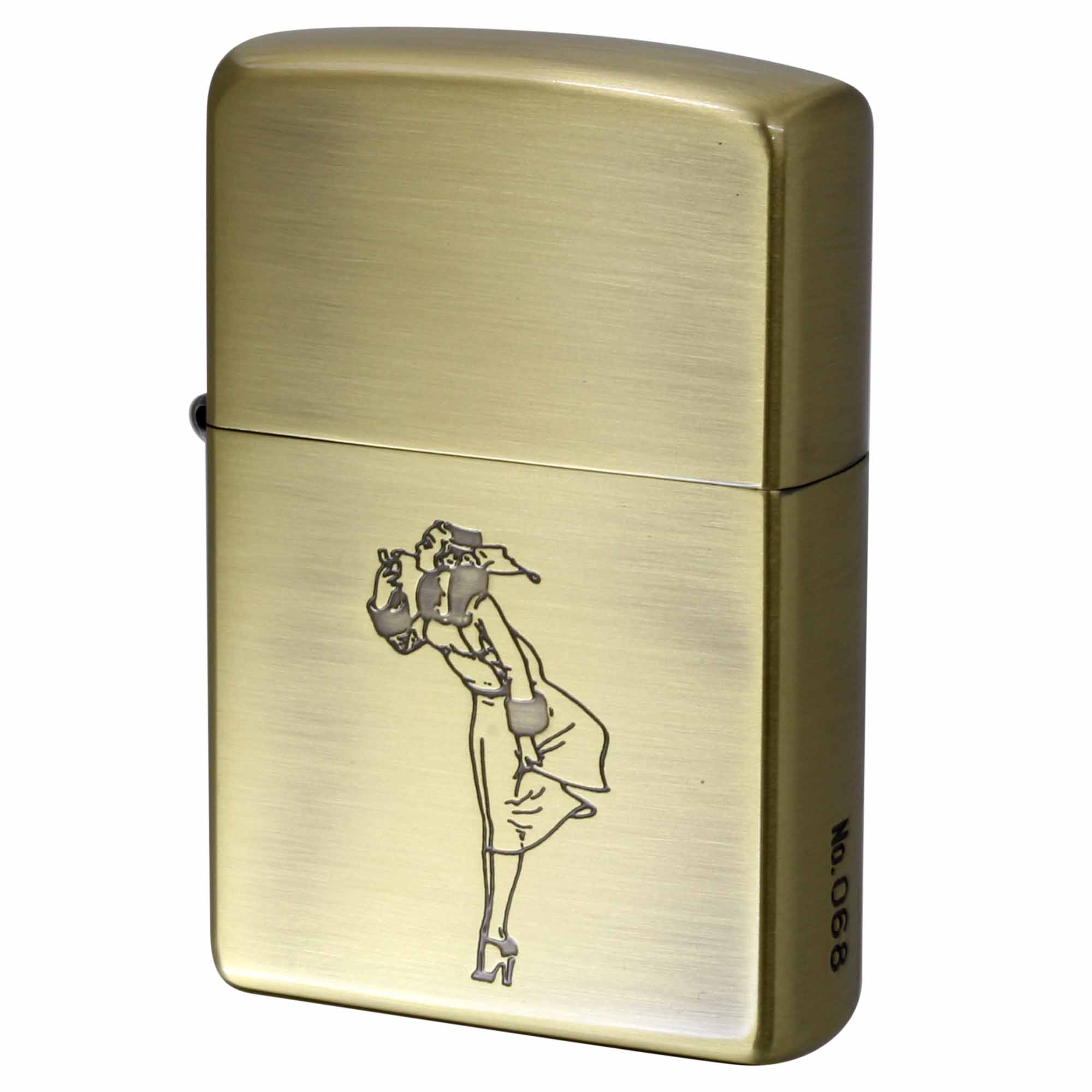 絶版/ヴィンテージ Zippo ジッポー 中古 2007年製造 ウインディ WINDY GIRL ブラス シリアル No.068  [S]ほぼ新品同様