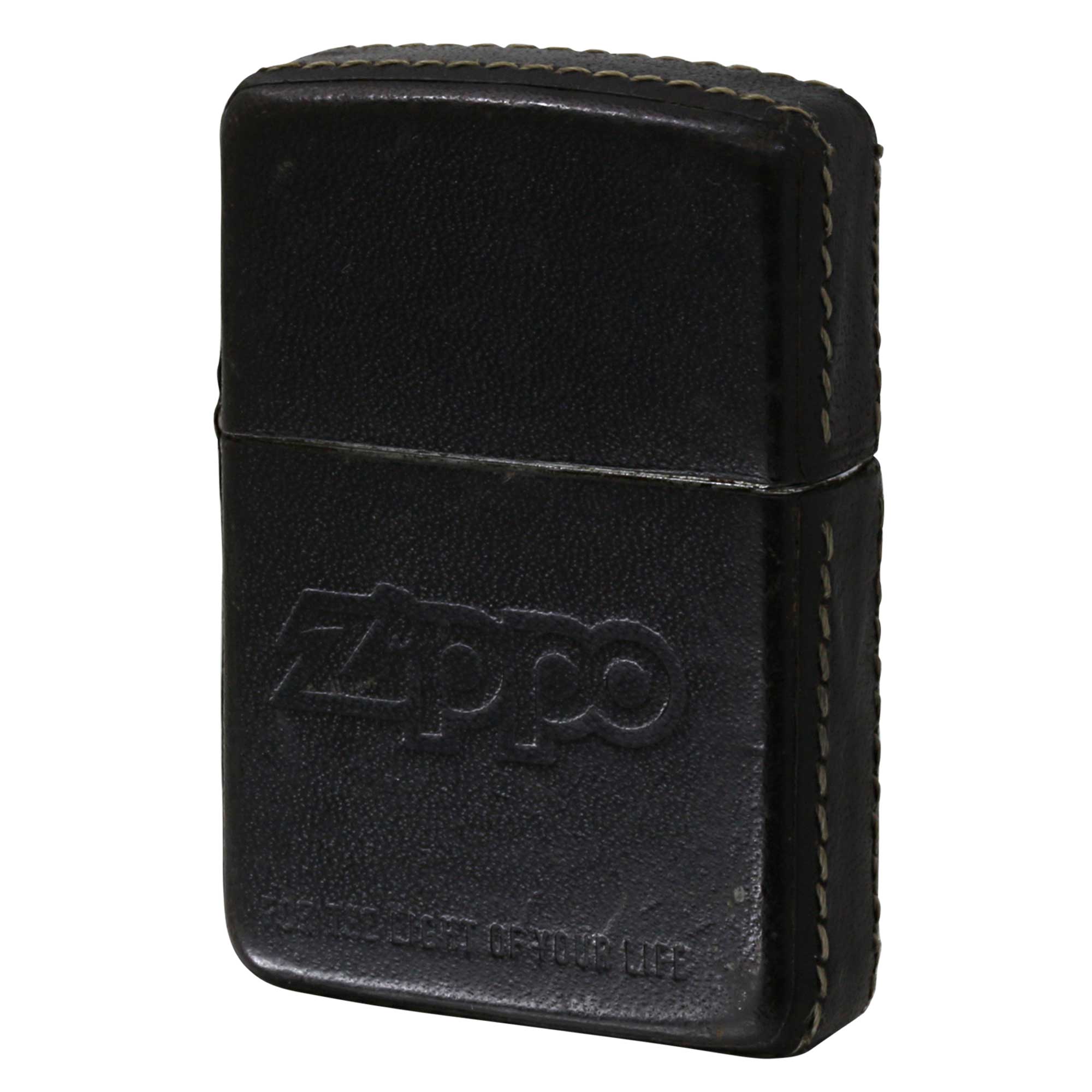 絶版/ヴィンテージ Zippo ジッポー 中古 1995年製造 革巻き ZIPPO LOGO ジッポ ロゴ ブラック  [B]使用感ありやや傷汚れあり