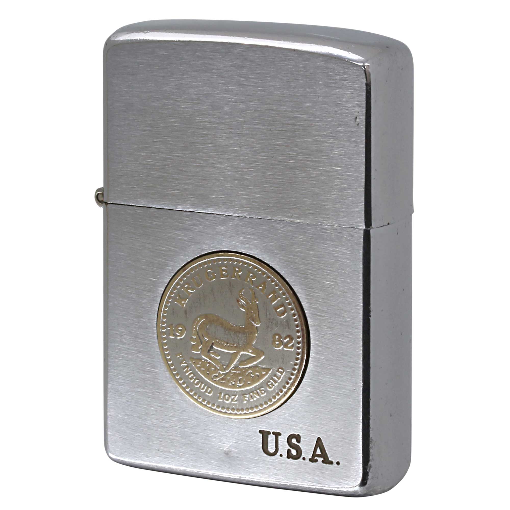 絶版/ヴィンテージ Zippo ジッポー 中古 1984年製造 KRUGERRAND メタル貼り  [C]使用感あり傷汚れあり