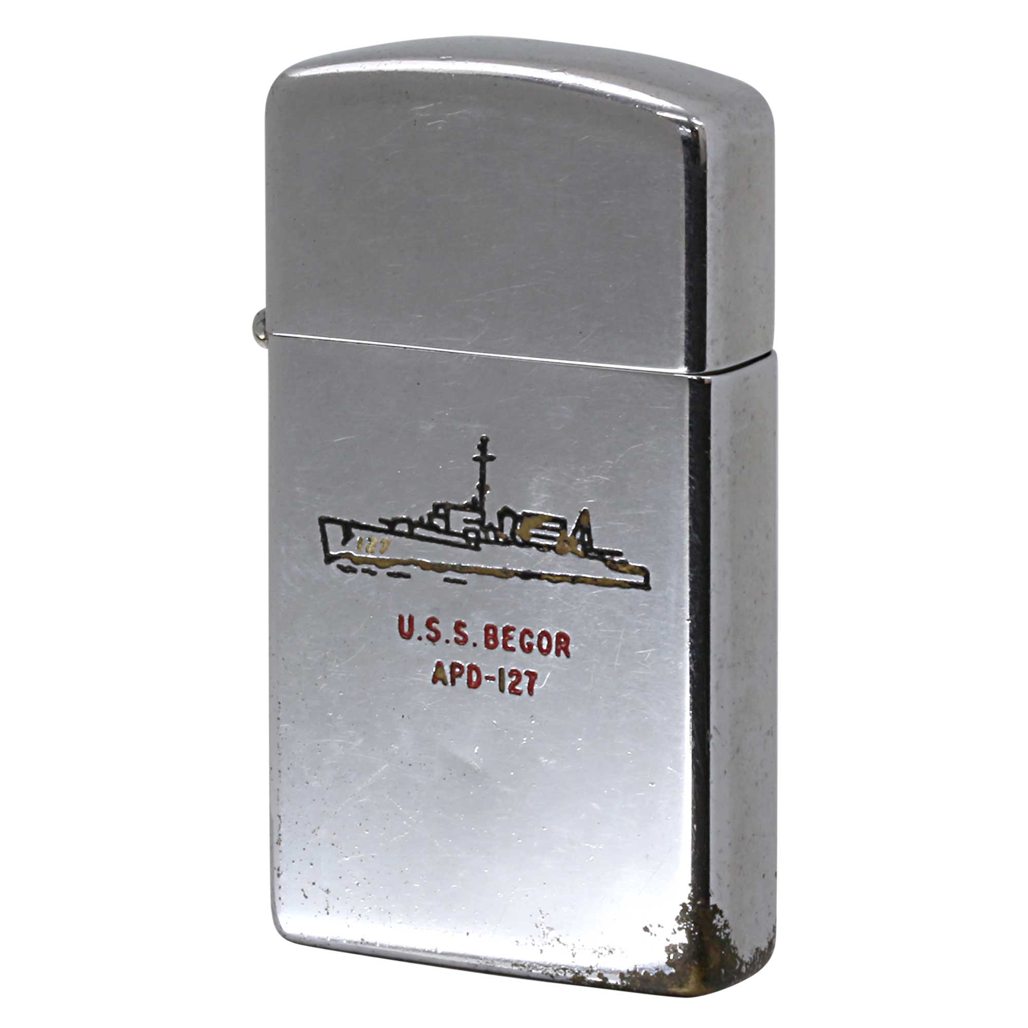 絶版/ヴィンテージ Zippo ジッポー 中古 1958年製造 USS Begor APD-127 アメリカ軍 海軍 艦艇 高速輸送艦  [C]使用感あり傷汚れあり