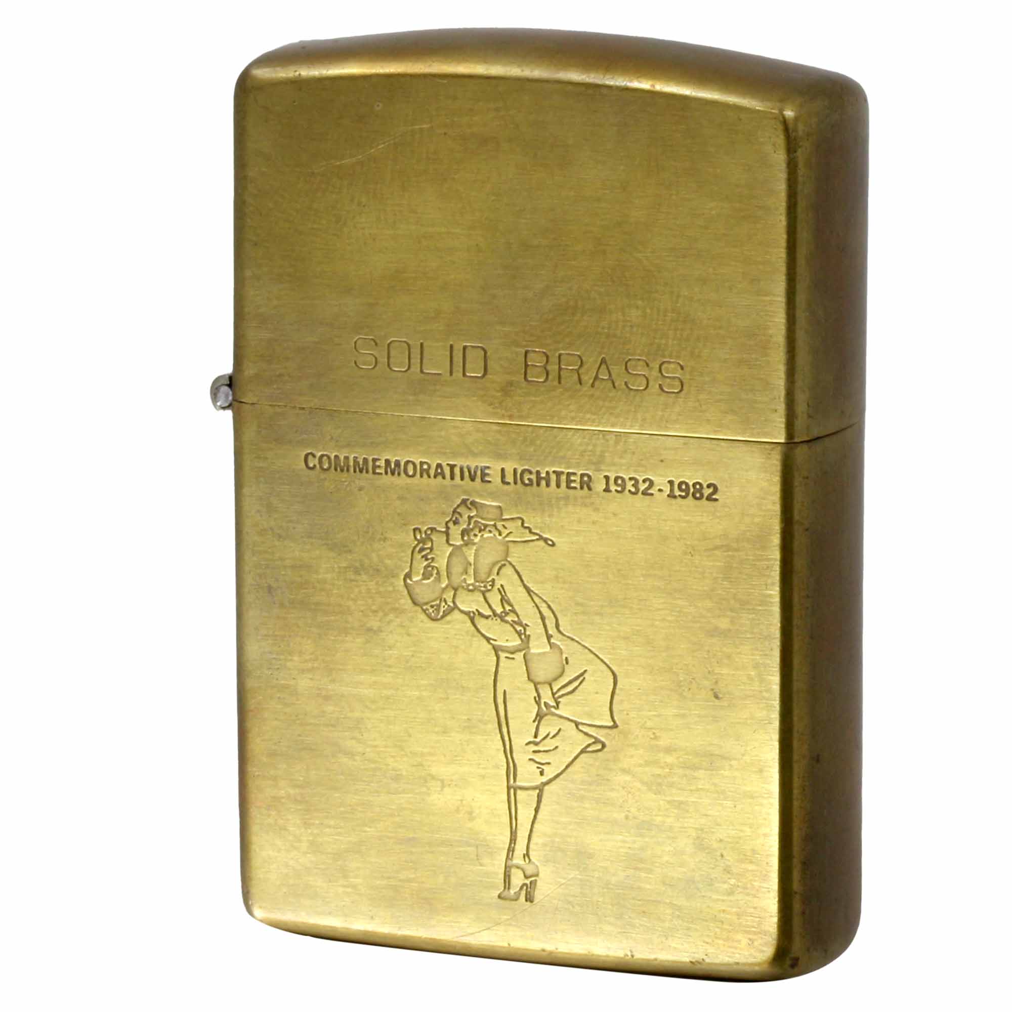 絶版/ヴィンテージ Zippo ジッポー 中古 1991年製造 SOLID BRASS Windy ウインディ 真鍮  [C]使用感あり傷汚れあり