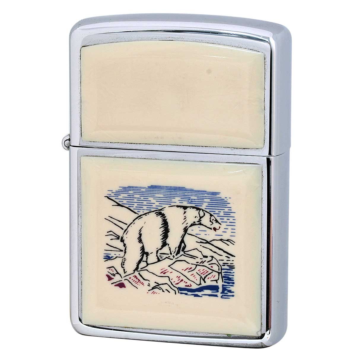 絶版/ヴィンテージ Zippo ジッポー 中古 1987年製造 スクリムショー ホッキョクグマ  [C]使用感あり傷汚れあり