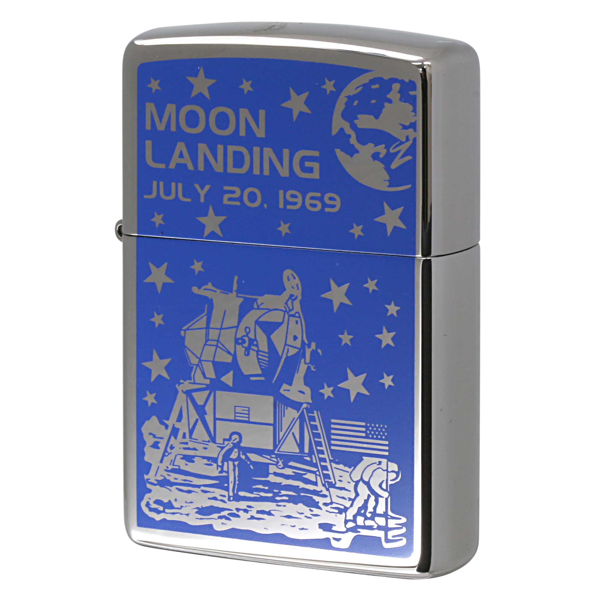 絶版/ヴィンテージ Zippo ジッポー 中古 2018年製造 250 MOONLANDING 98号 ルナ・ブルー  [N]未使用・新品