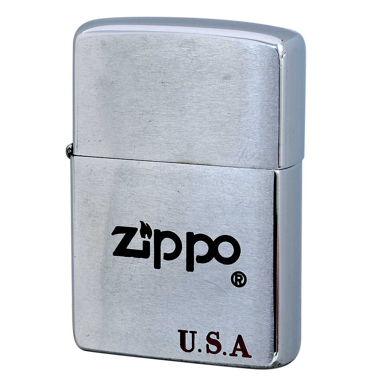 絶版/ヴィンテージ Zippo ジッポー 中古 1980年製造 ブラッシュドクローム ZIPPO LOGO  [C]使用感あり傷汚れあり