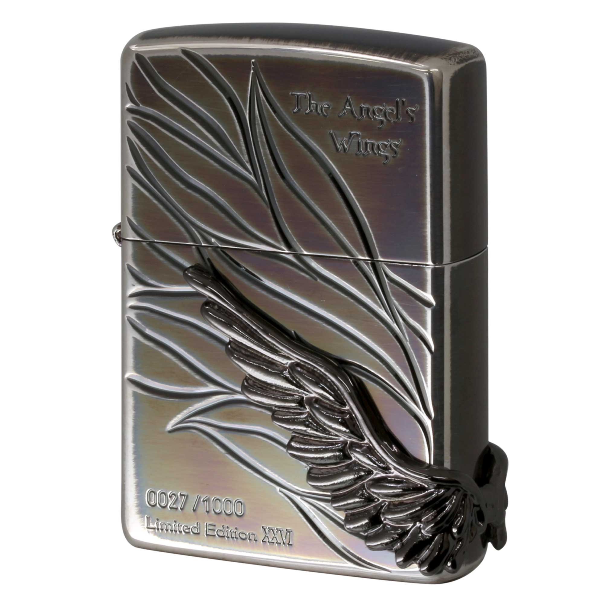 絶版/ヴィンテージ Zippo ジッポー 中古 2025年製造 限定1,000個 2026年モデル エンジェル ウイング メタル シルバーイブシ PAW-2026SIB No.0027  [S]ほぼ新品同様