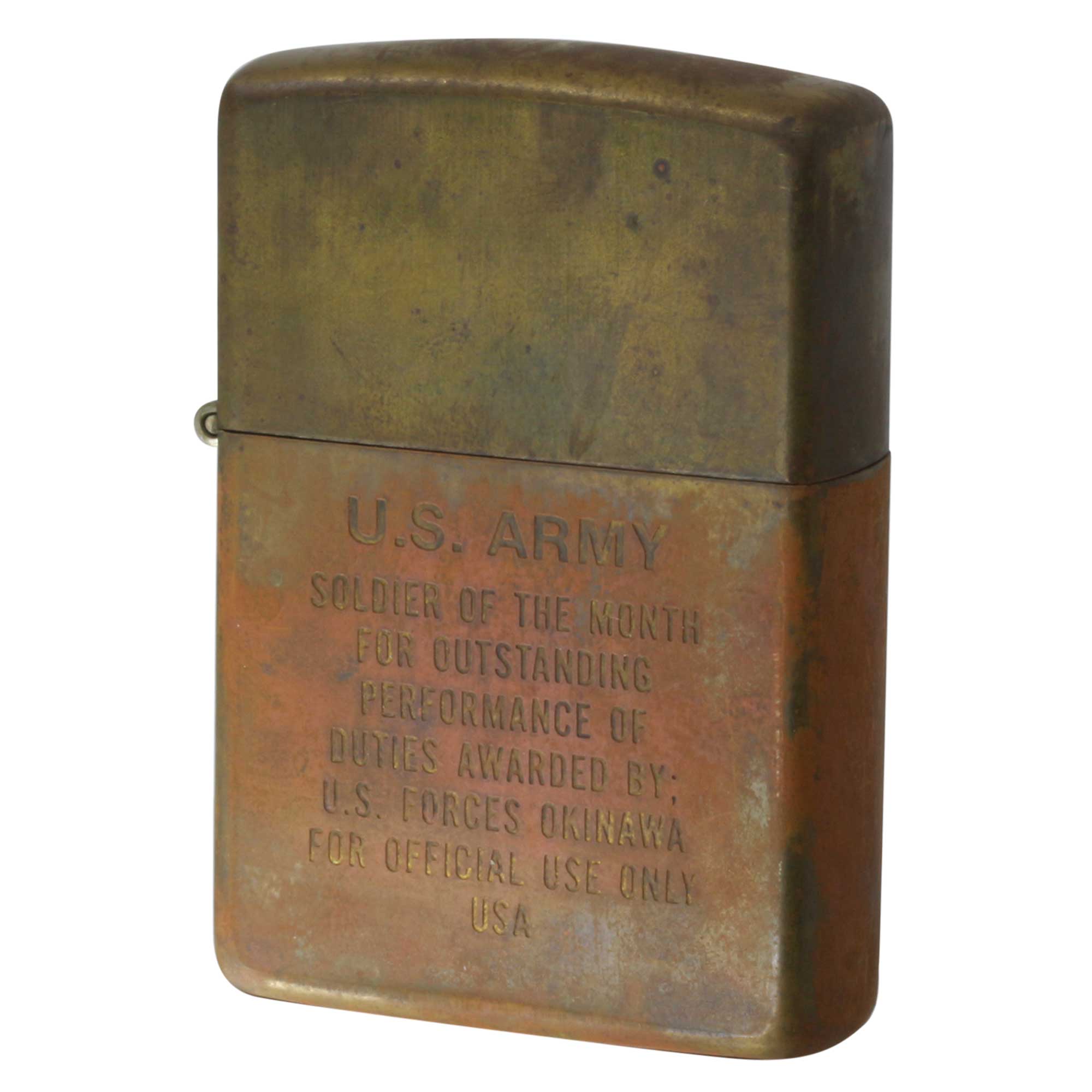 絶版/ヴィンテージ Zippo ジッポー 中古 1992年製造 U.S. ARMY アメリカ陸軍 月間最優秀兵士 米国沖縄軍  [C]使用感あり傷汚れあり