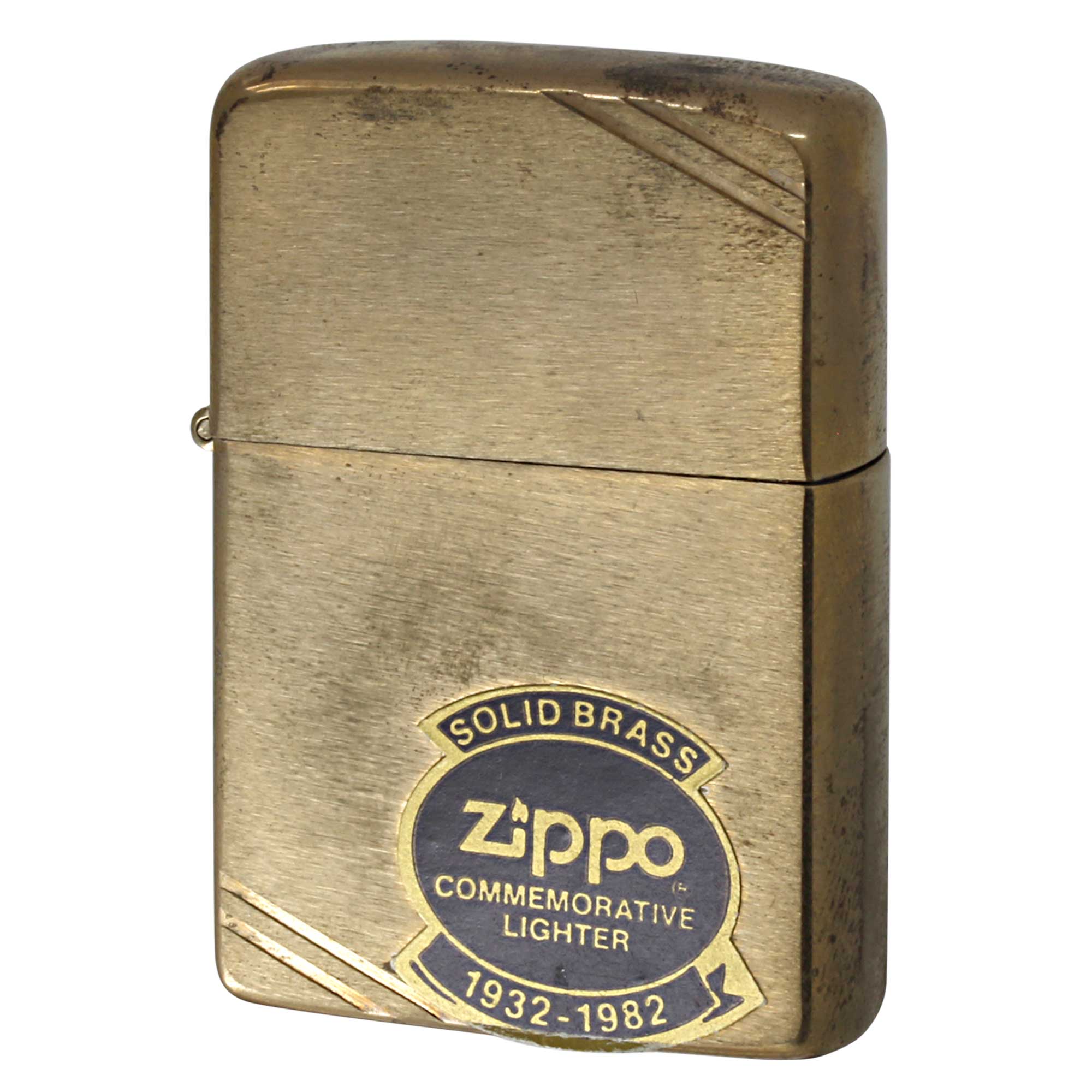 絶版/ヴィンテージ Zippo ジッポー 中古 1982年製造 1932-1982 50周年記念 コメモラティブ 1932 1989 Commemorative Bottom Stamp 50周年記念 Solid Brass  [B]使用感ありやや傷汚れあり