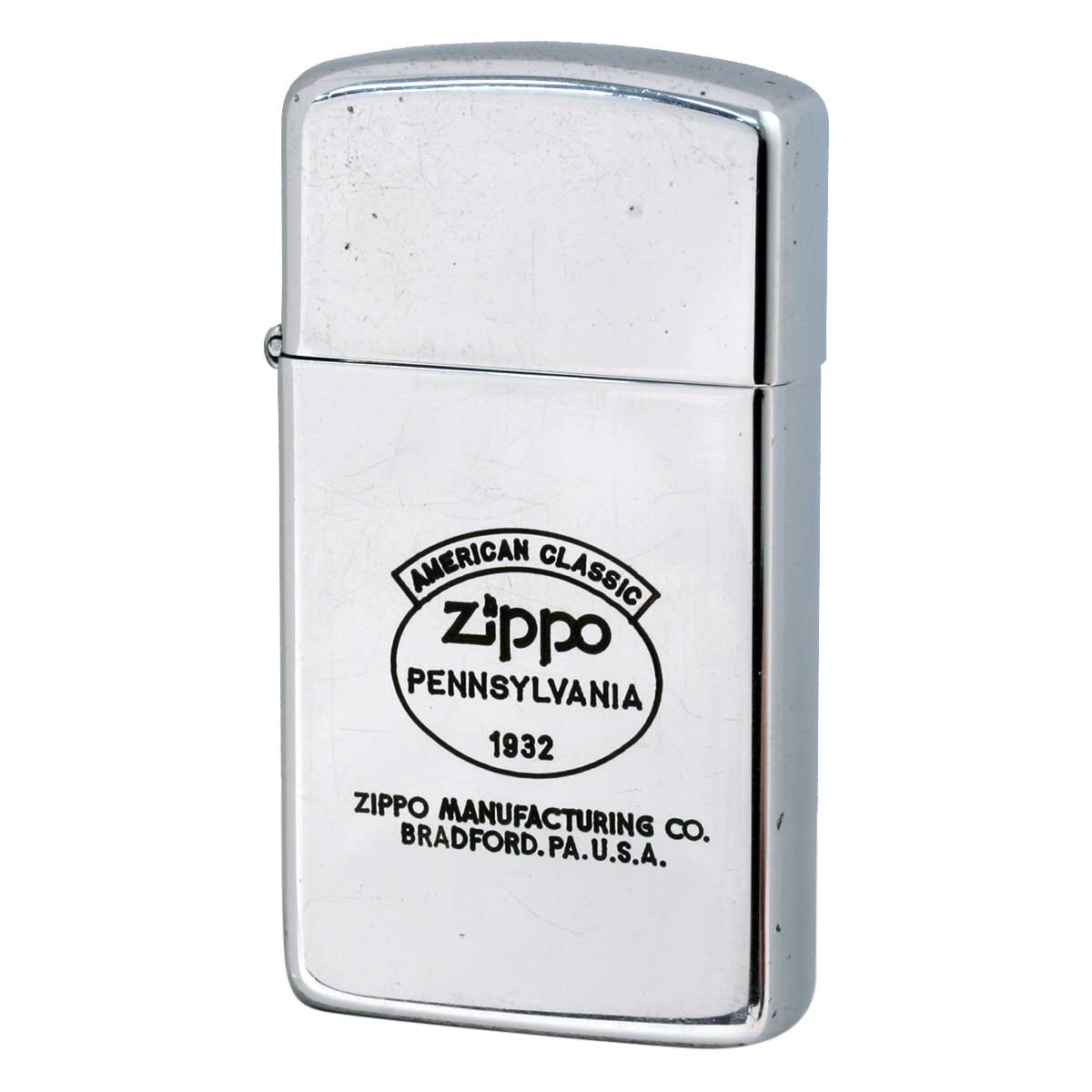 絶版/ヴィンテージ Zippo ジッポー 中古 1989年製造 SLIM ZIPPO LOGO  [C]使用感あり傷汚れあり