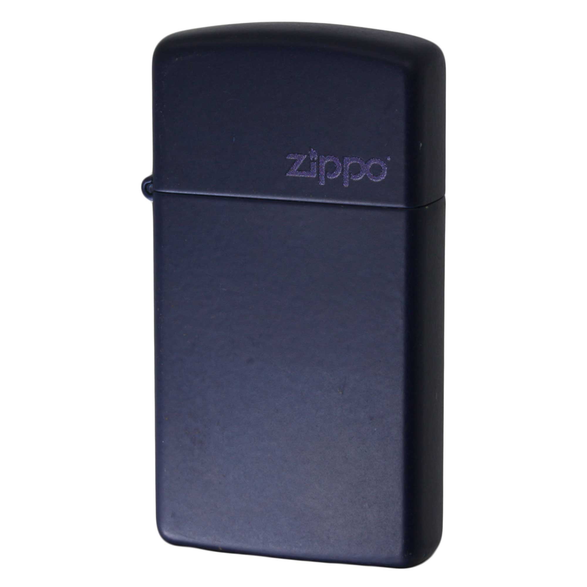 絶版/ヴィンテージ Zippo ジッポー 中古 2014年製造 ネイビーマット 1639ZL スリム  [B]使用感ありやや傷汚れあり