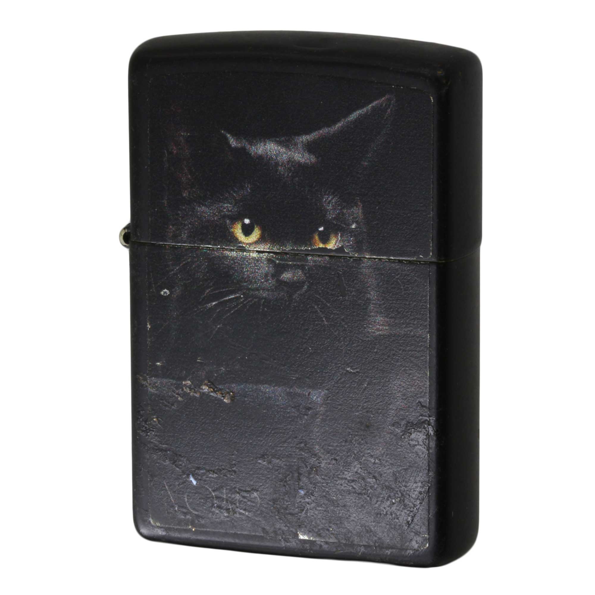絶版/ヴィンテージ Zippo ジッポー 中古 2019年製造 Black Cat 黒猫 Black Matte 76491  [C]使用感あり傷汚れあり