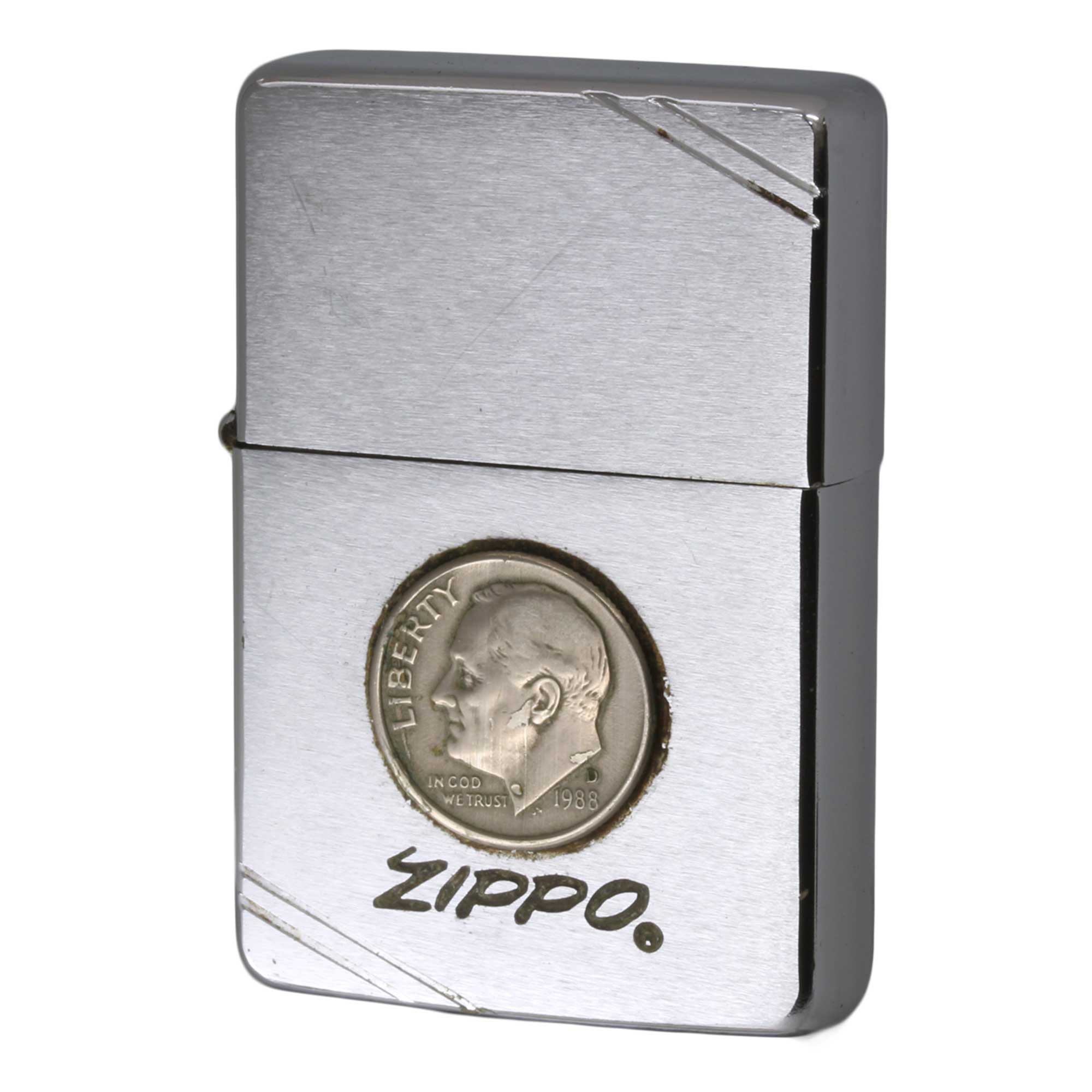 絶版/ヴィンテージ Zippo ジッポー 中古 1988年製造 1937レプリカ LIBERTY COIN リバティコイン ダイヤゴナルライン  [C]使用感あり傷汚れあり