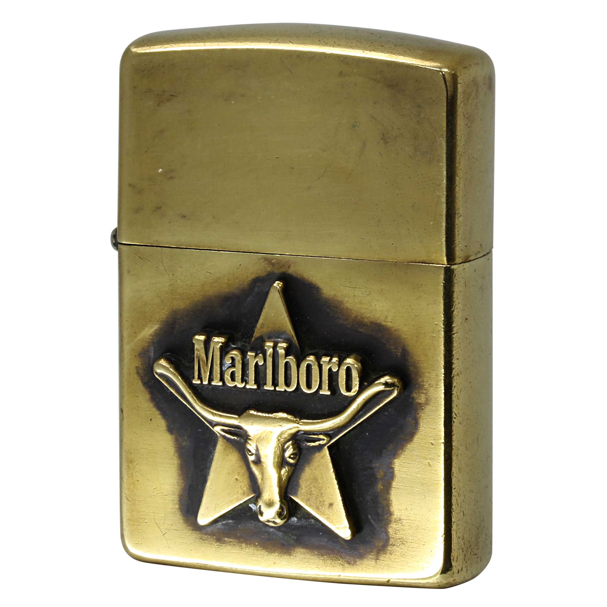 絶版/ヴィンテージ Zippo ジッポー 中古 1993年製造 Mariboro マルボロ タバコ ロングホーン メタル  [C]使用感あり傷汚れあり