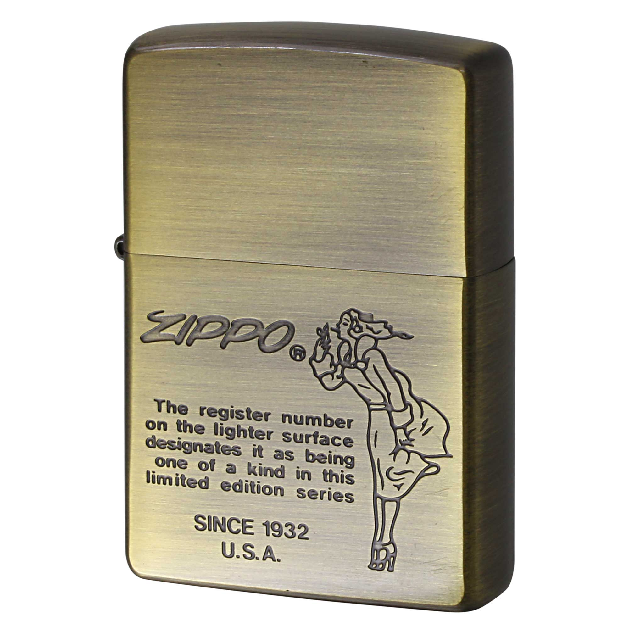 絶版/ヴィンテージ Zippo ジッポー 中古 2007年製造 Windy Girl ウインディ ブラスサテン  [A]使用感少なく状態が良い