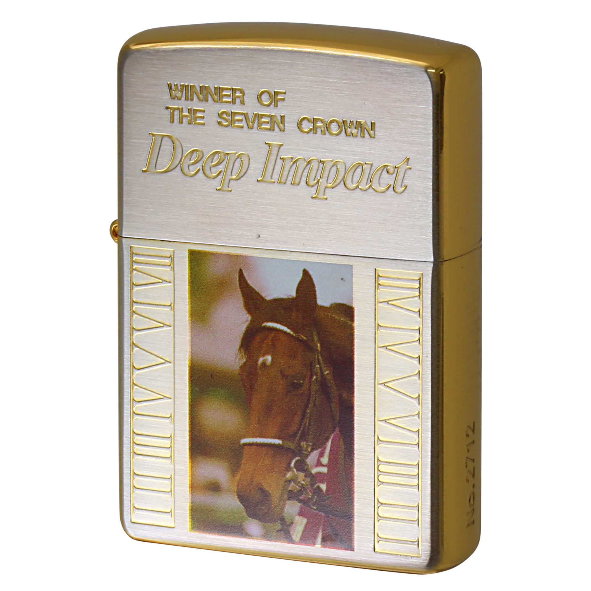 絶版/ヴィンテージ Zippo ジッポー 中古 2006年製造 ディープインパクト 七冠 Deep Impact シリアル No.2712  [S]ほぼ新品同様