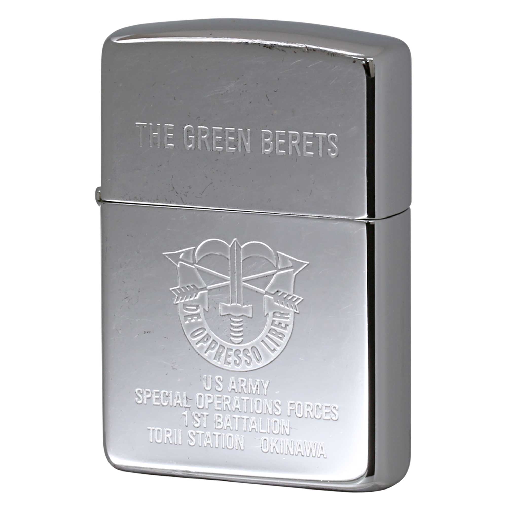 絶版/ヴィンテージ Zippo ジッポー 中古 1995年製造 アメリカ陸軍特殊部隊 グリーンベレー THE GREEN BERETS  [C]使用感あり傷汚れあり
