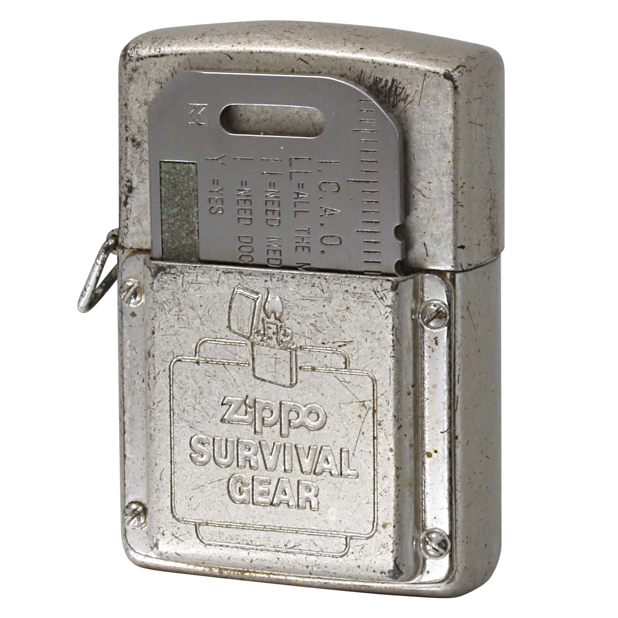 絶版/ヴィンテージ Zippo ジッポー 中古 1991年製造 SURVIVAL GEAR サバイバルツール付き バレル  [C]使用感あり傷汚れあり