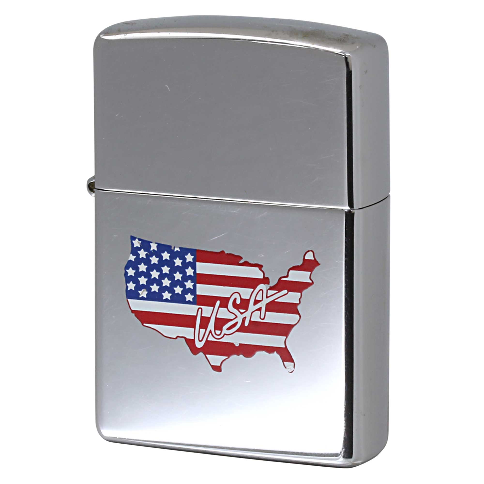 絶版/ヴィンテージ Zippo ジッポー 中古 1996年製造 USA 星条旗 アメリカ大陸  [B]使用感ありやや傷汚れあり