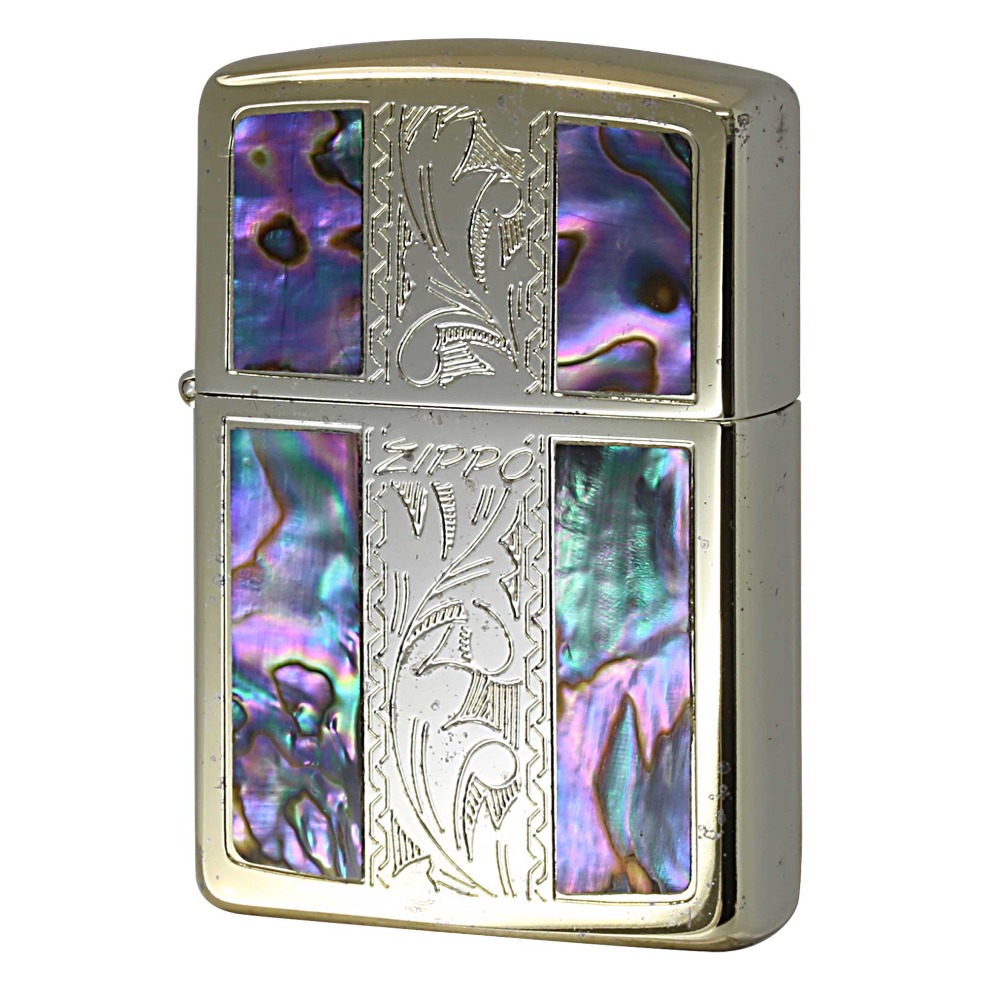 絶版/ヴィンテージ Zippo ジッポー 中古 1992年製造 Arabesque＆Shell アラベスク シェル 貝  [B]使用感ありやや傷汚れあり
