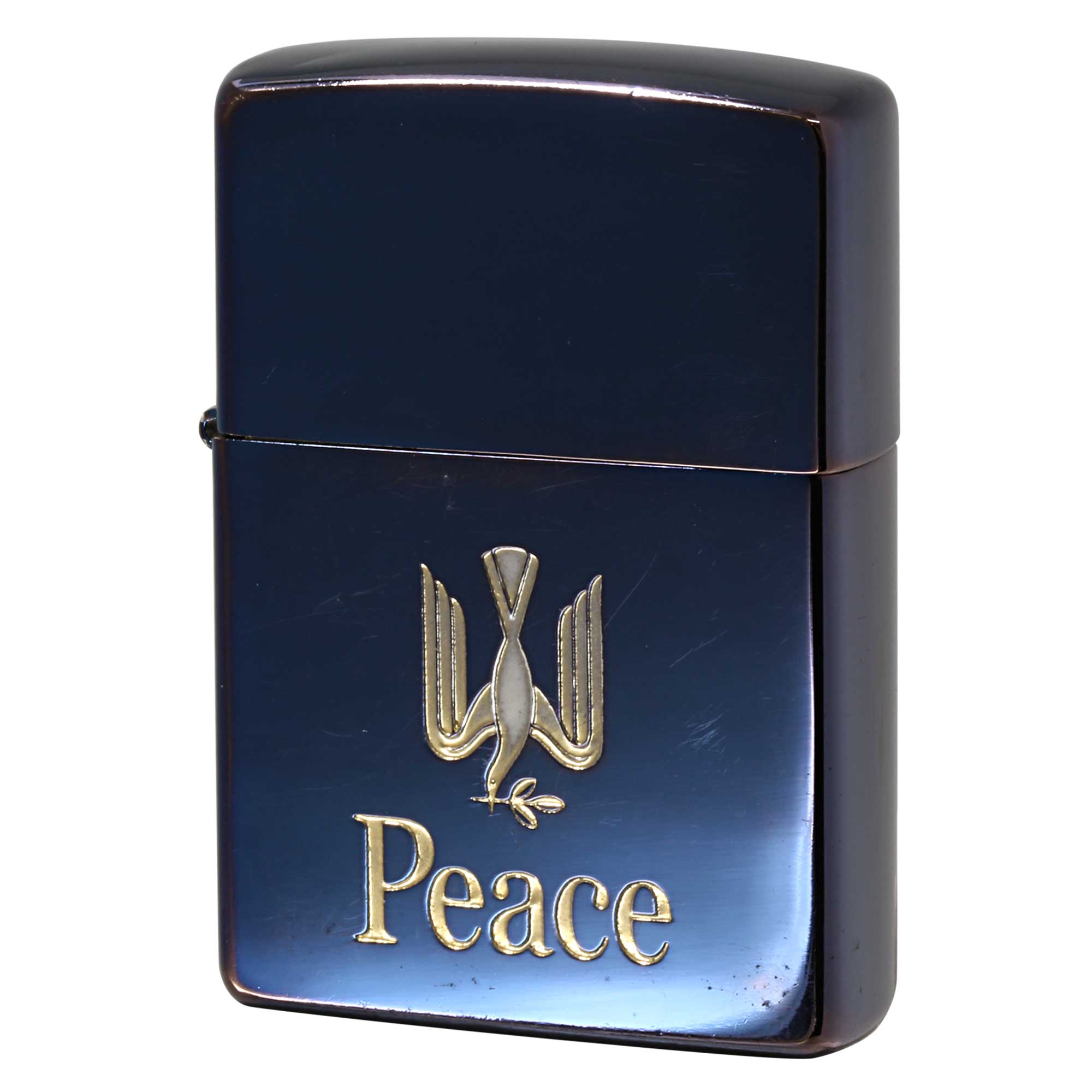 絶版/ヴィンテージ Zippo ジッポー 中古 1999年製造 JT Peace ピース 懸賞品 ブルーチタンコーティング  [C]使用感あり傷汚れあり