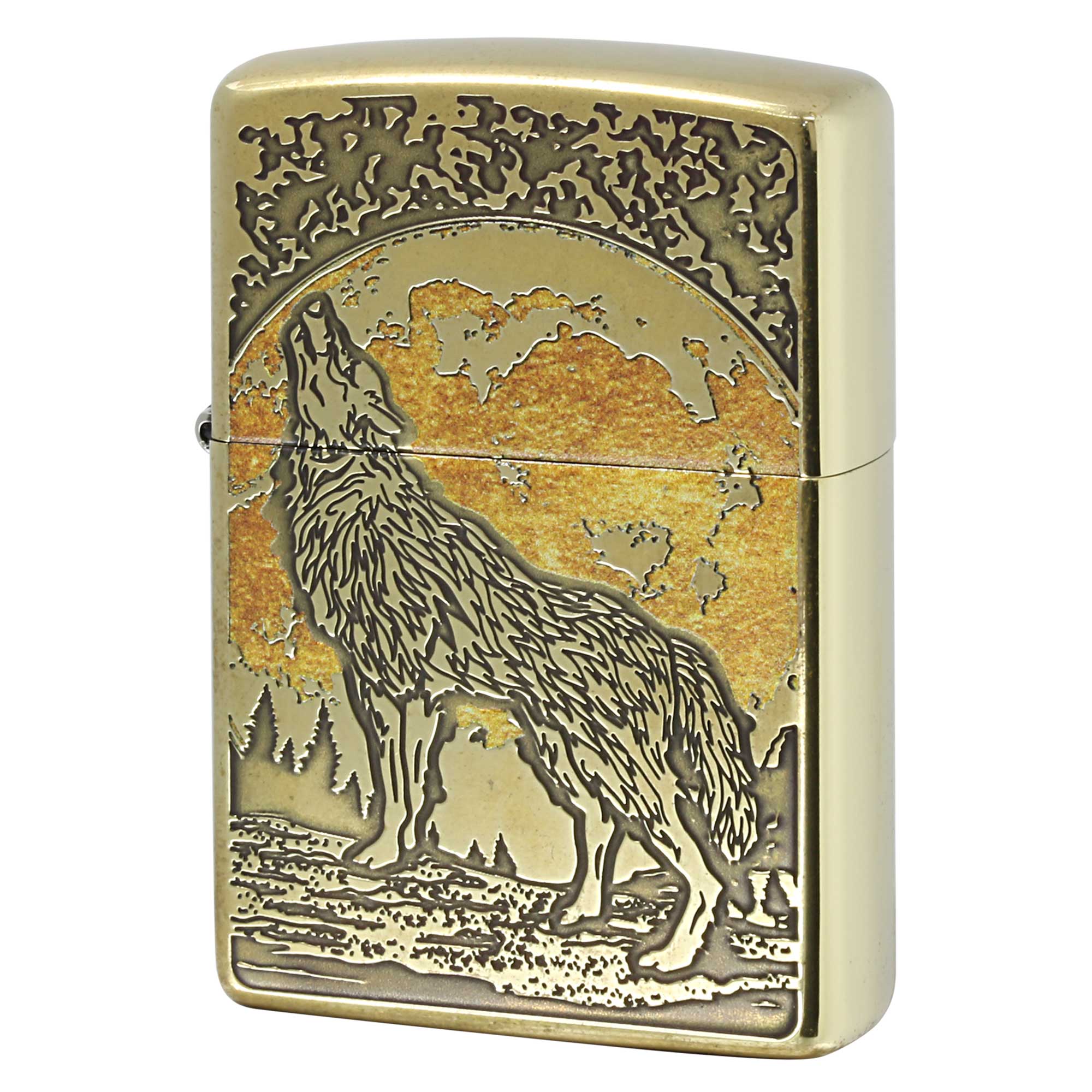絶版/ヴィンテージ Zippo ジッポー 中古 2025年製造 Wolf ウルフ 2BI-WOLF  [B]使用感ありやや傷汚れあり