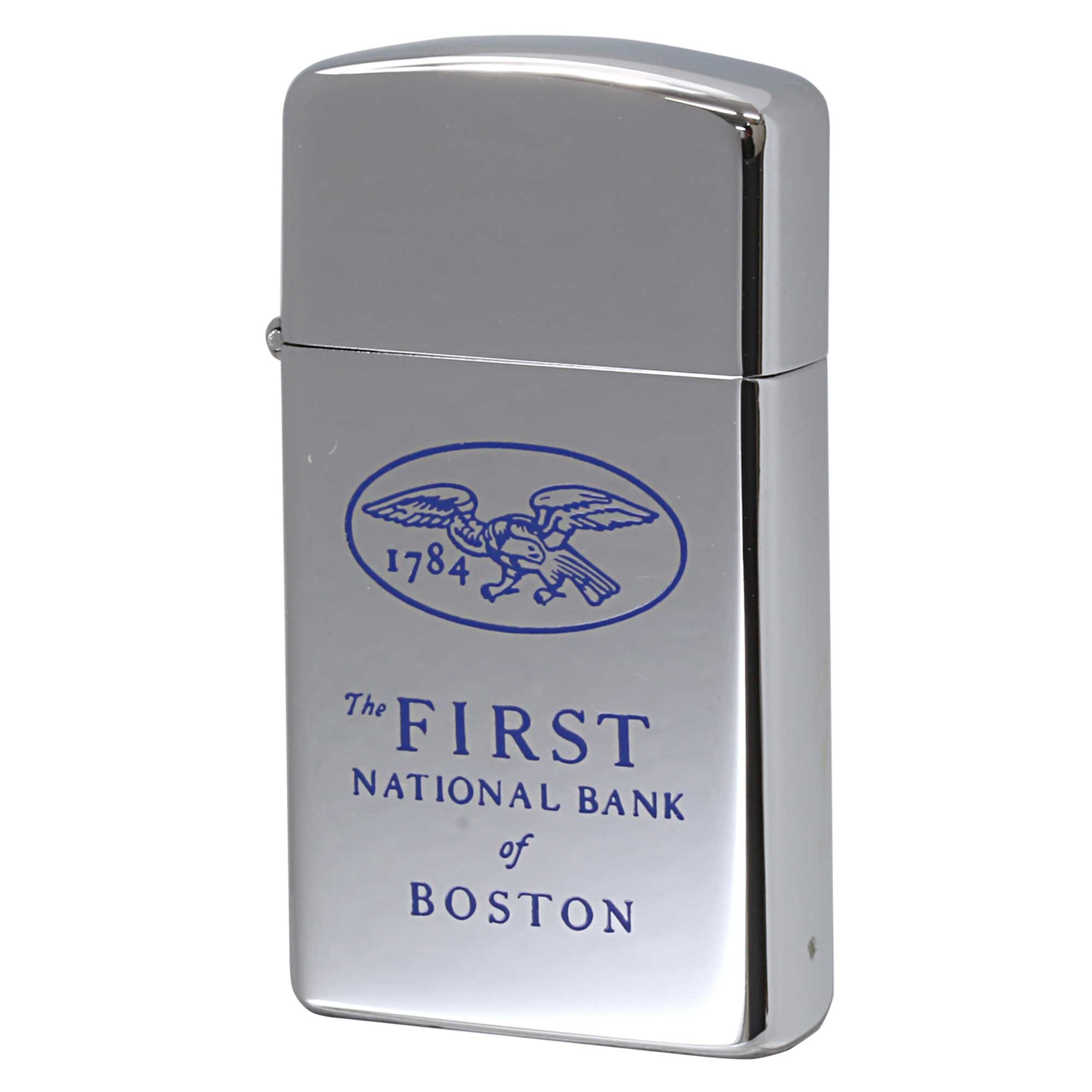絶版/ヴィンテージ Zippo ジッポー 中古 1977年製造 スリム The First National Bank of Boston ボストン・ファースト・ナショナル銀行  [S]ほぼ新品同様