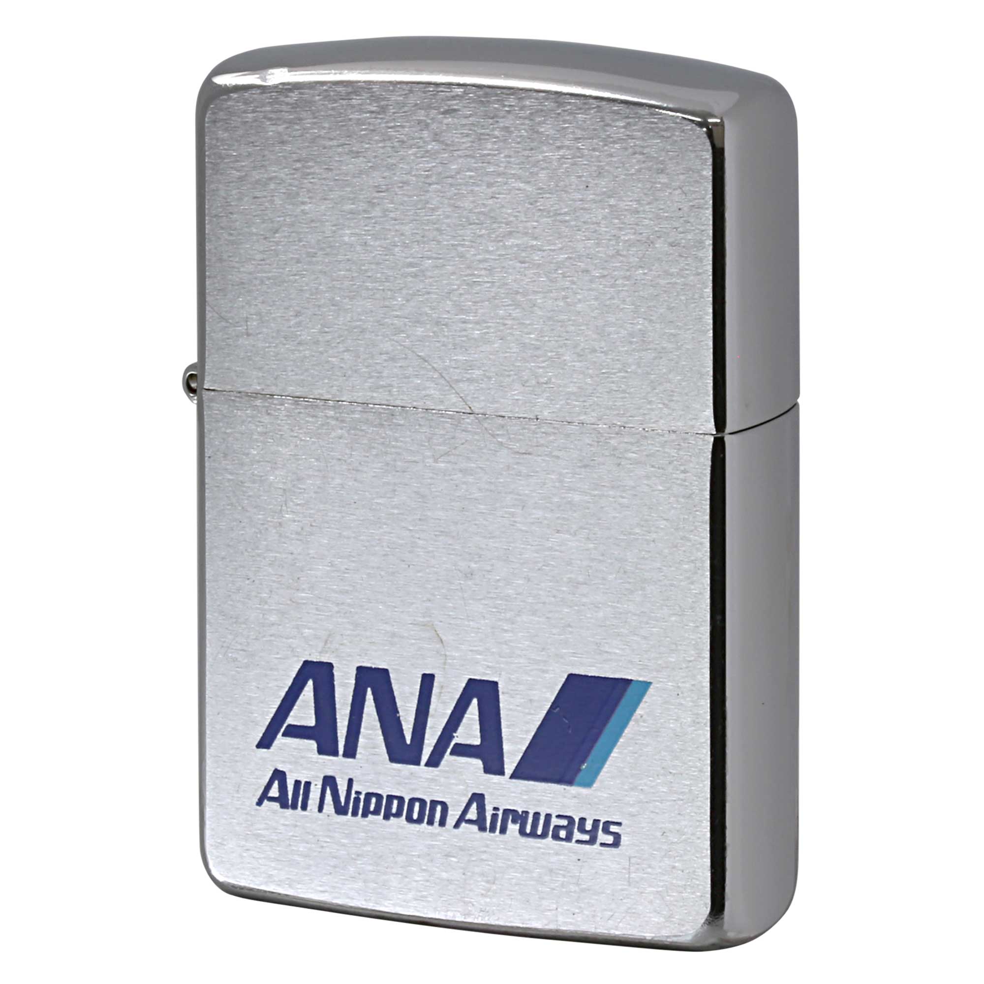 絶版/ヴィンテージ Zippo ジッポー 中古 1989年製造 ANA 全日本空輸 ブラッシュドクローム  [A]使用感少なく状態が良い