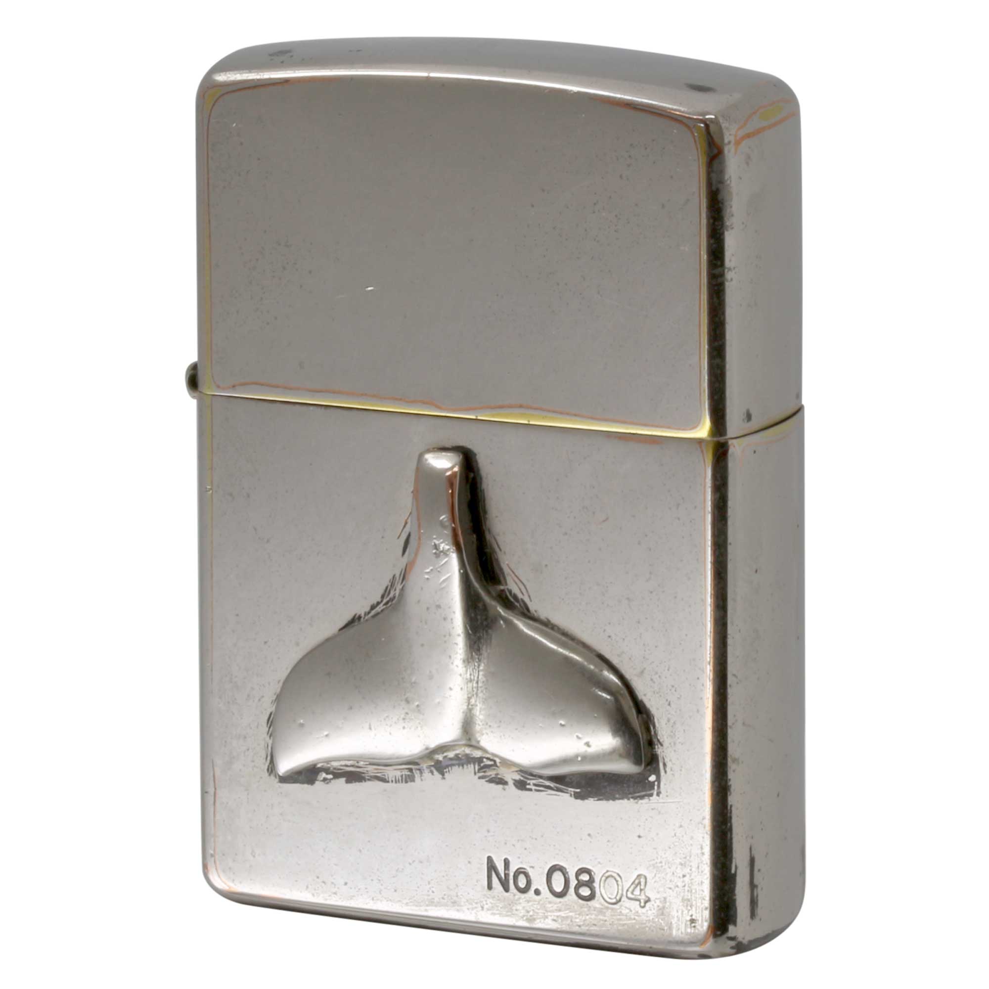 絶版/ヴィンテージ Zippo ジッポー 中古 2005年製造 Whale クジラ 尾 シリアルナンバー入りNo.0804  [C]使用感あり傷汚れあり