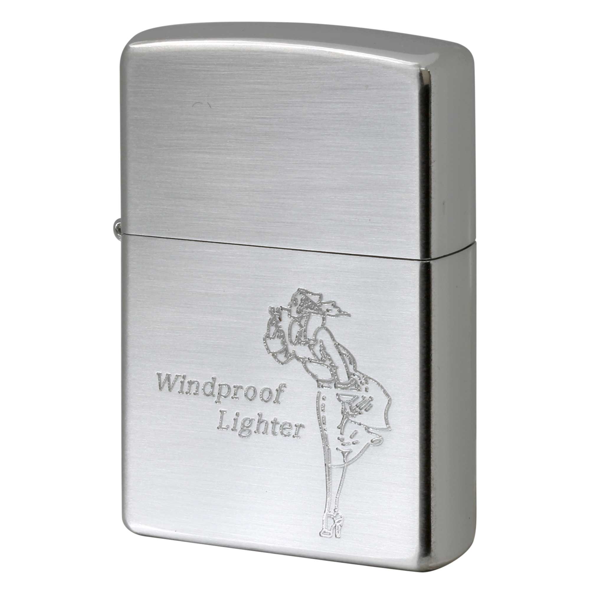 絶版/ヴィンテージ Zippo ジッポー 中古 2007年製造 Windy WINDPROOF ウインディ 銀サテン  [S]ほぼ新品同様