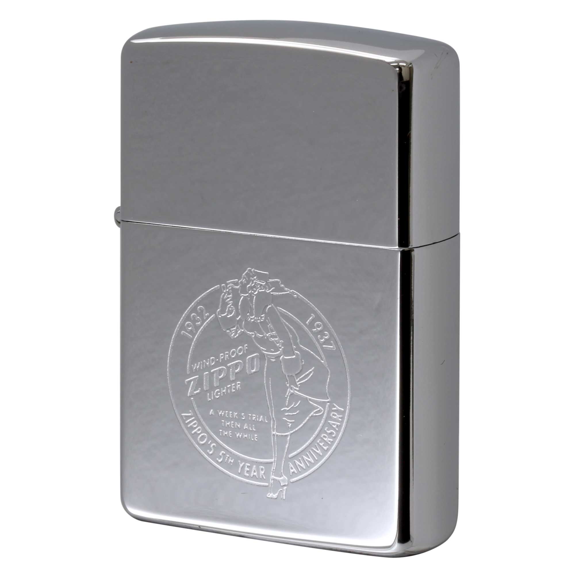 絶版/ヴィンテージ Zippo ジッポー 中古 1992年製造 1932-1937 5th Year Anniversary pin button Design  [N]未使用・新品