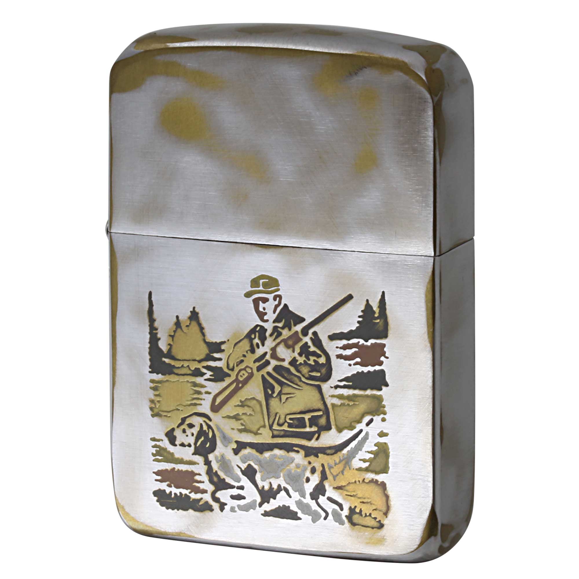 絶版/ヴィンテージ Zippo ジッポー 中古 2001年製造 1941レプリカ OLD FINISH スポーツシリーズ復刻 ハンター  [N]未使用・新品
