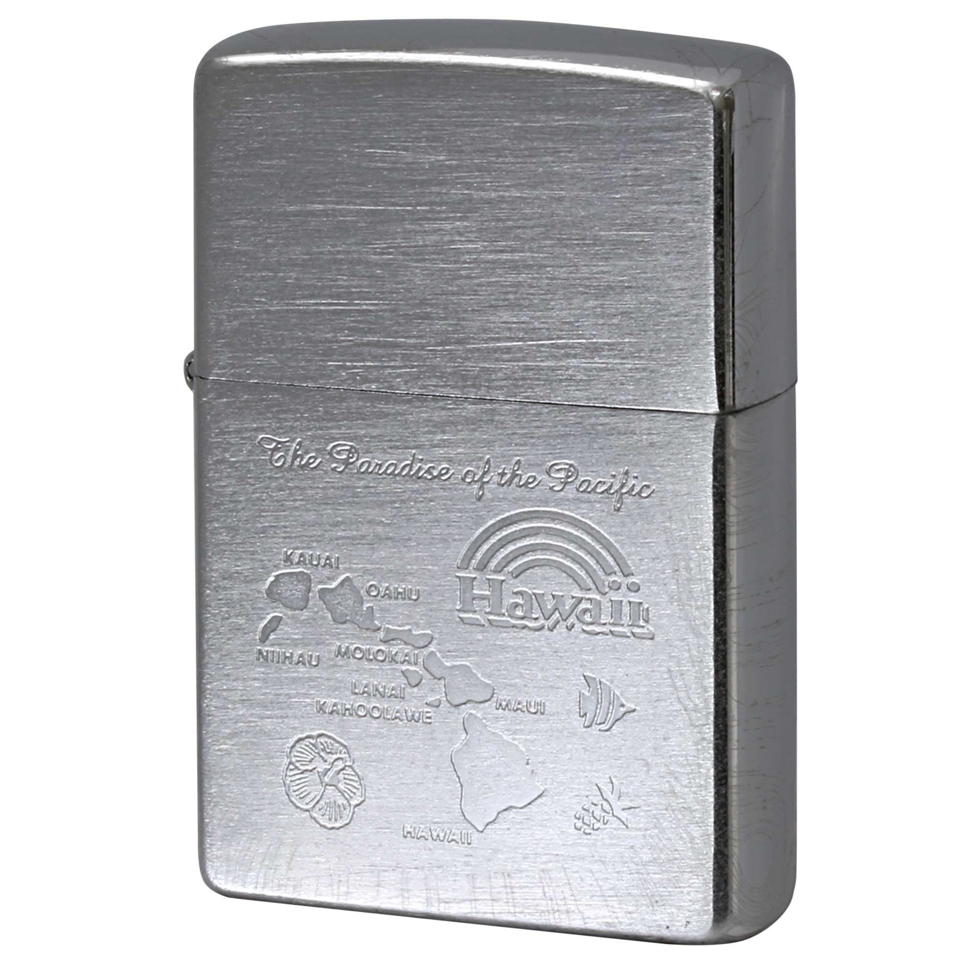 絶版/ヴィンテージ Zippo ジッポー 中古 2000年製造 Hawaii ハワイ ブラッシュドクローム エッチング  [A]使用感少なく状態が良い