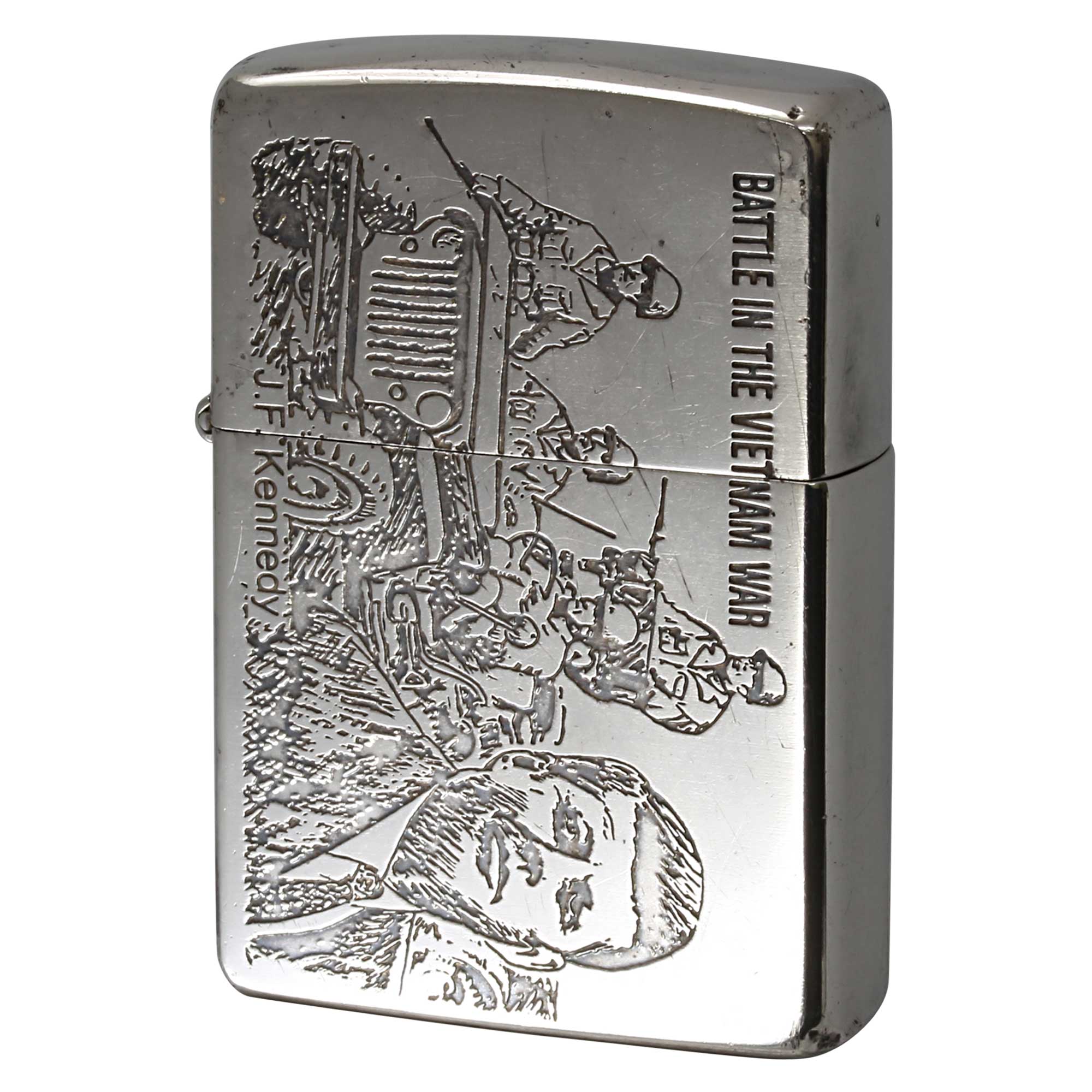 絶版/ヴィンテージ Zippo ジッポー 中古 1994年製造 JFケネディ BATTLE IN THE VIETNAM WAR ベトナム戦争  [C]使用感あり傷汚れあり