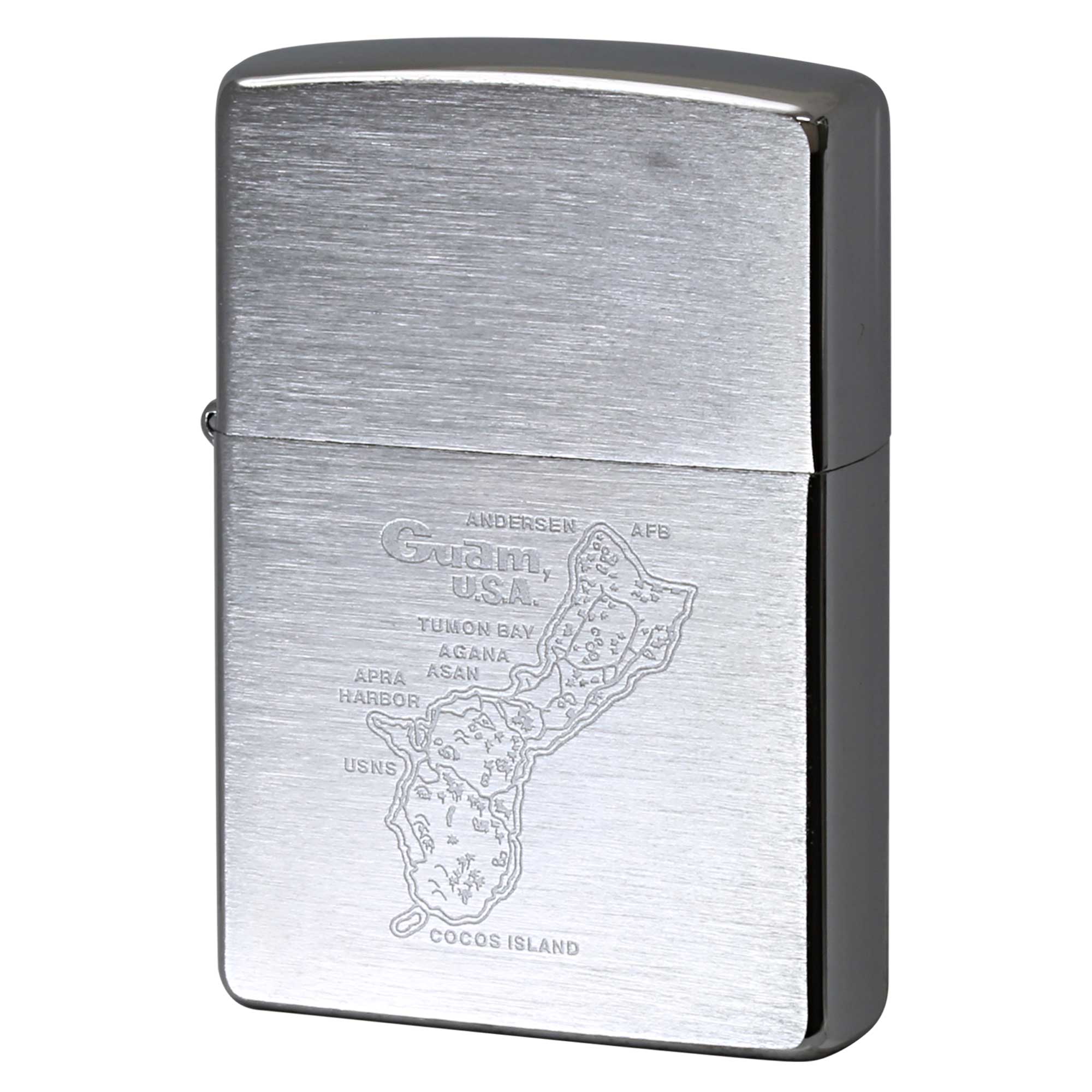絶版/ヴィンテージ Zippo ジッポー 中古 2005年製造 Guam Map グアム地図 ブラッシュドクローム  [N]未使用・新品