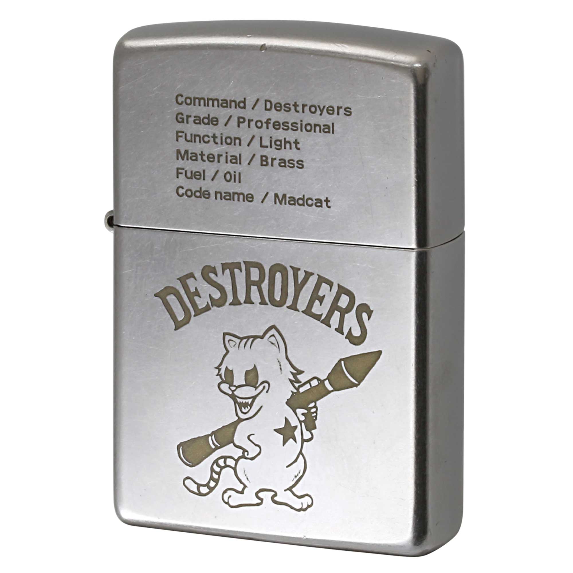 絶版/ヴィンテージ Zippo ジッポー 中古 2022年製造 マッドキャット オールド仕上げ デストロイヤーズ DESTROYERS OLD FINISH 2OF-MADCAT  [B]使用感ありやや傷汚れあり