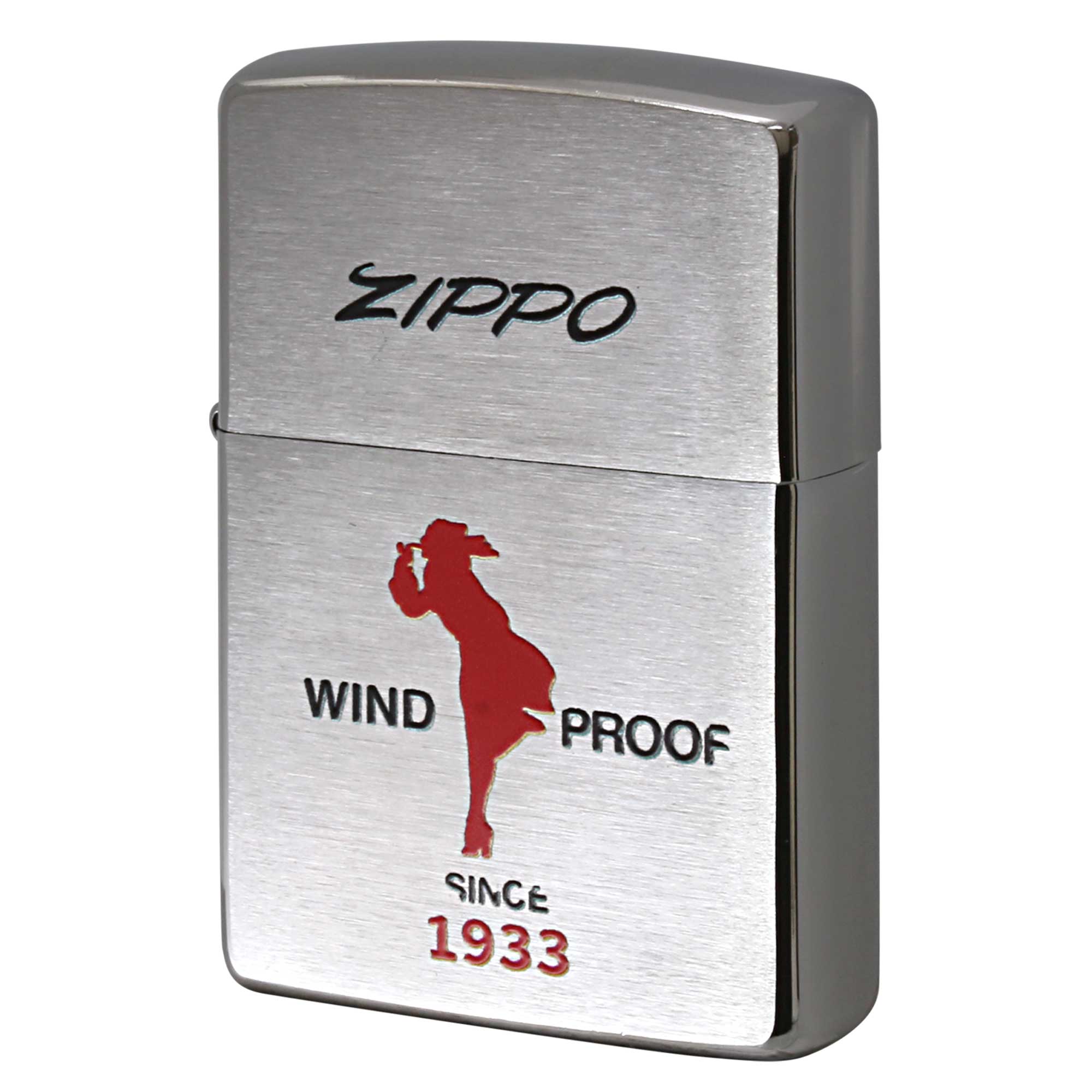 絶版/ヴィンテージ Zippo ジッポー 中古 2024年製造 Windy ウインディ イタリック WIND PROOF SINCE1933 赤  [A]使用感少なく状態が良い