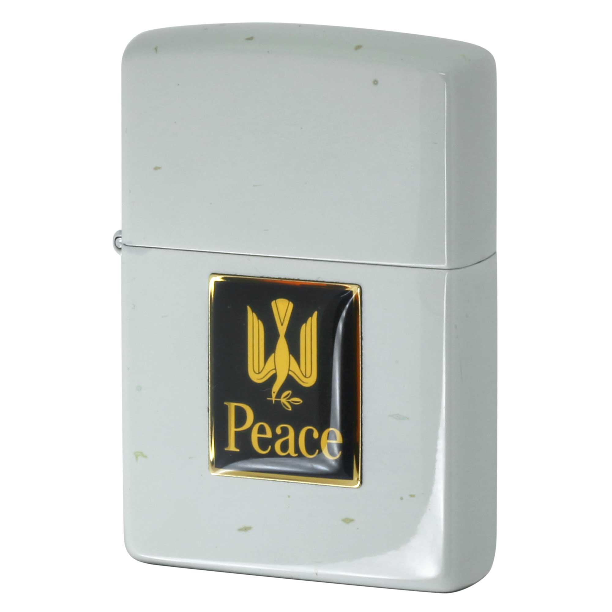 絶版/ヴィンテージ Zippo ジッポー 中古 2000年製造 JT 日本たばこ産業 Peace ピース スーパーライト 懸賞品 ホワイト メタル貼り  [S]ほぼ新品同様