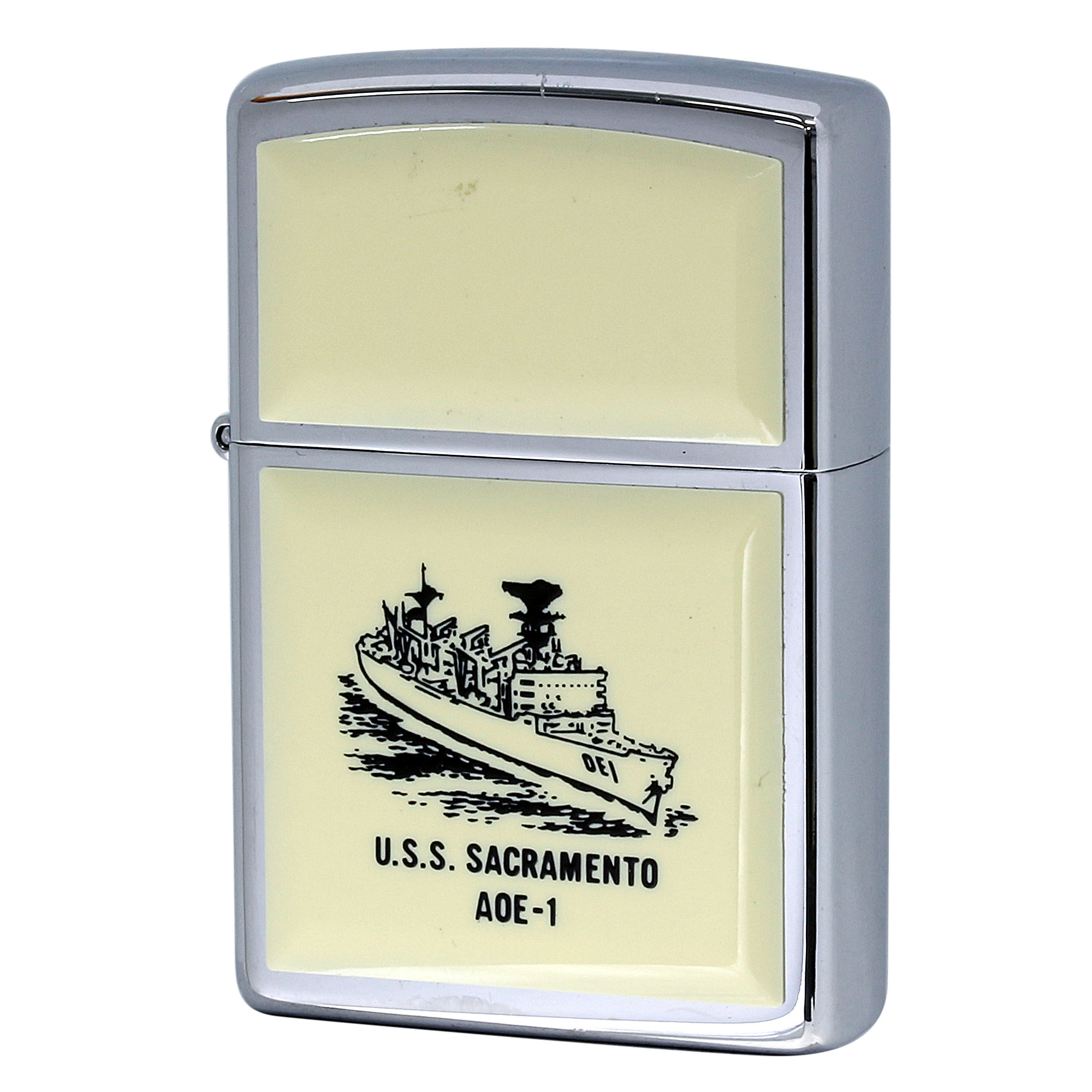絶版/ヴィンテージ Zippo ジッポー 中古 2000年製造 USS Sacramento AOE-1 アメリカ海軍 高速戦闘支援艦 スクリムショー  [S]ほぼ新品同様
