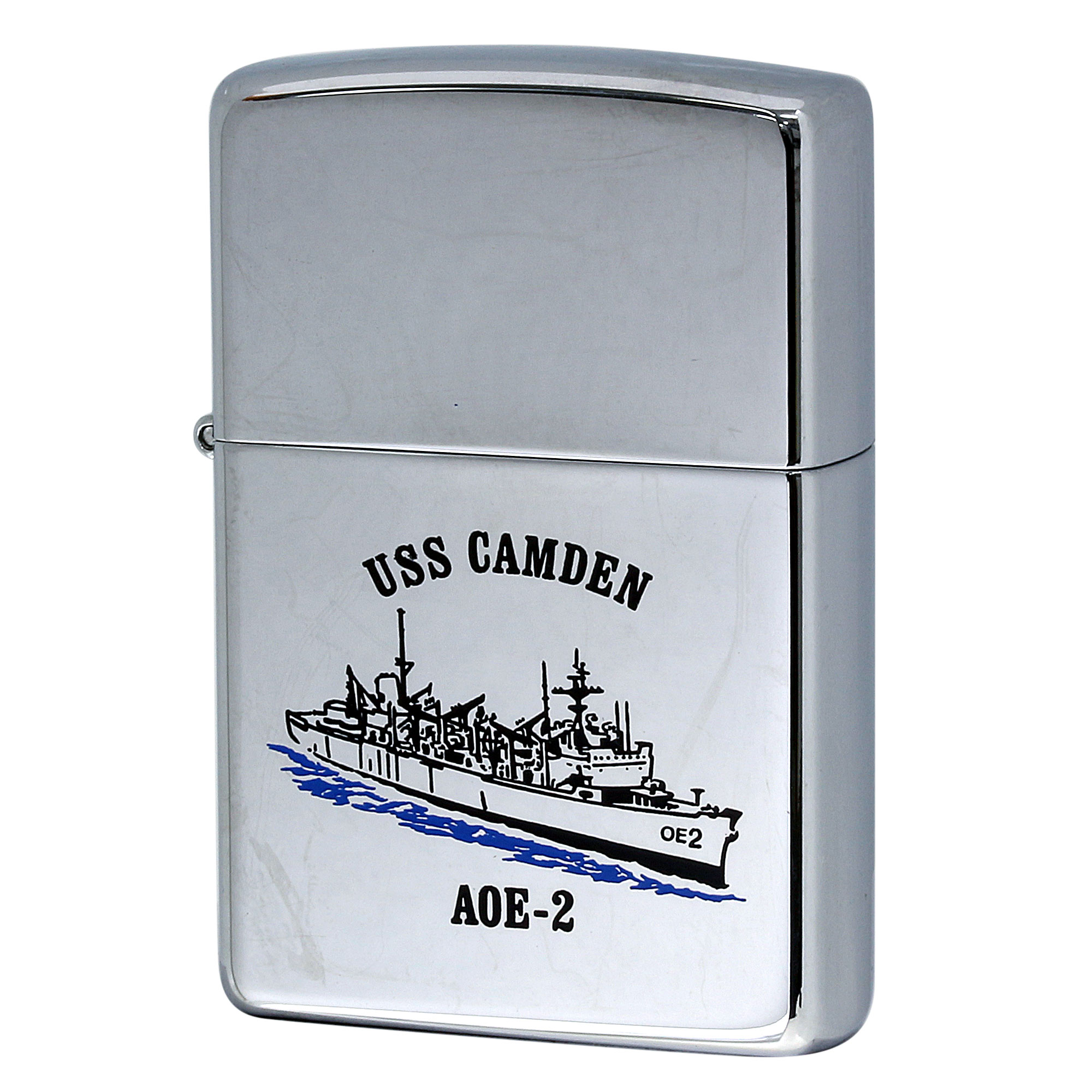 絶版/ヴィンテージ Zippo ジッポー 中古 2002年製造 USS Camden AOE-2 アメリカ海軍 高速戦闘支援艦  [S]ほぼ新品同様