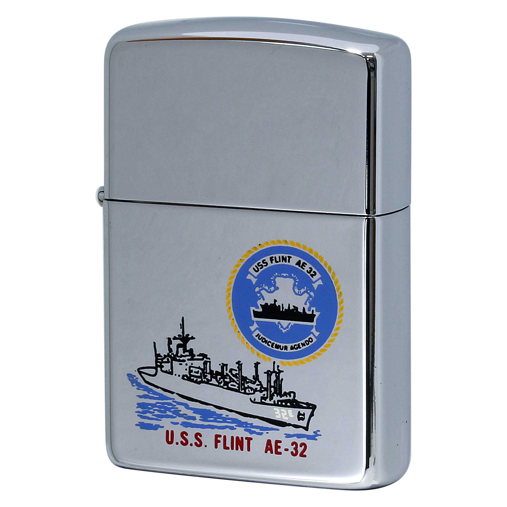 絶版/ヴィンテージ Zippo ジッポー 中古 1990年製造 USS Flint T-AE-32 アメリカ海軍 弾薬艦  [S]ほぼ新品同様
