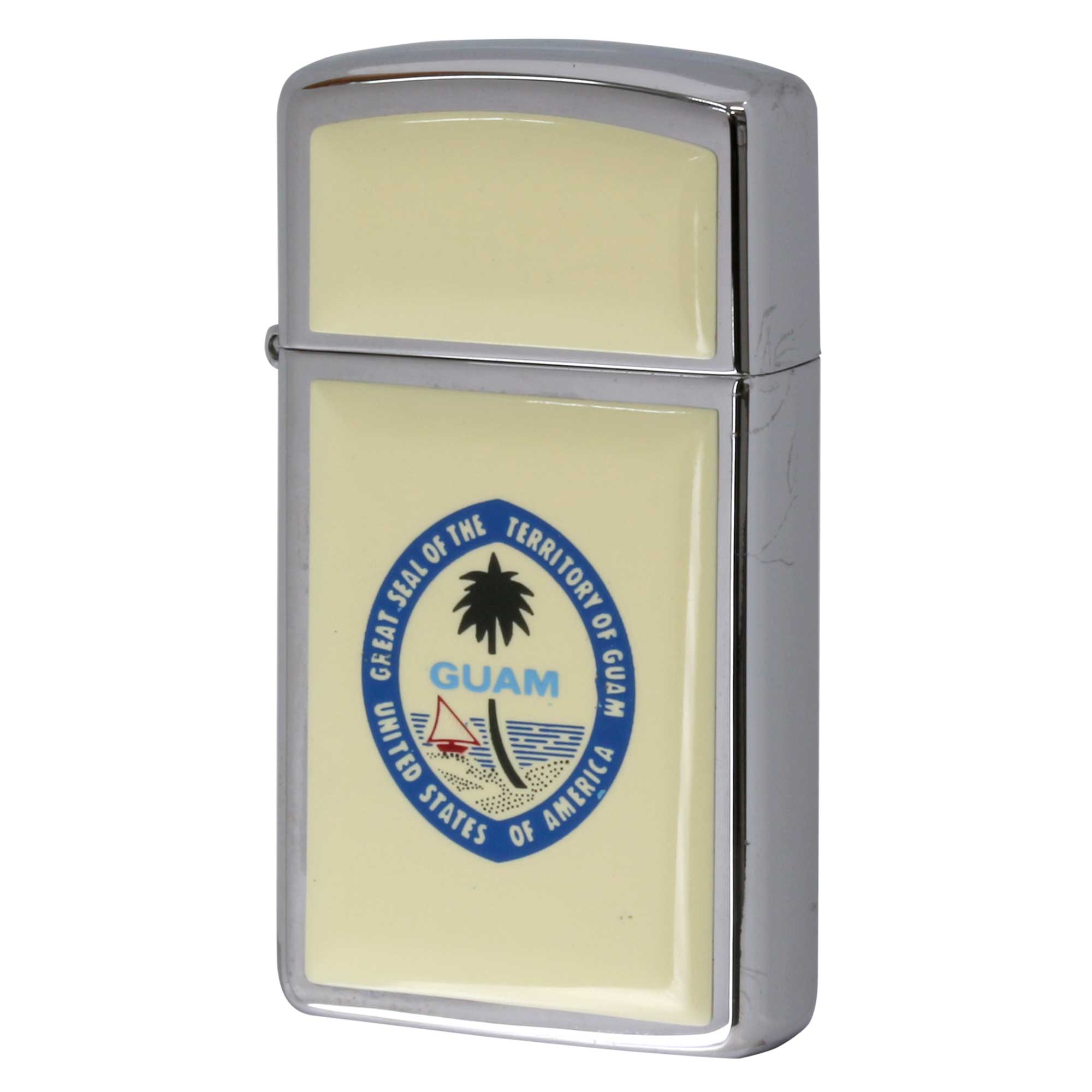 絶版/ヴィンテージ Zippo ジッポー 中古 2001年製造 スクリムショー Guam グアム スリム  [S]ほぼ新品同様