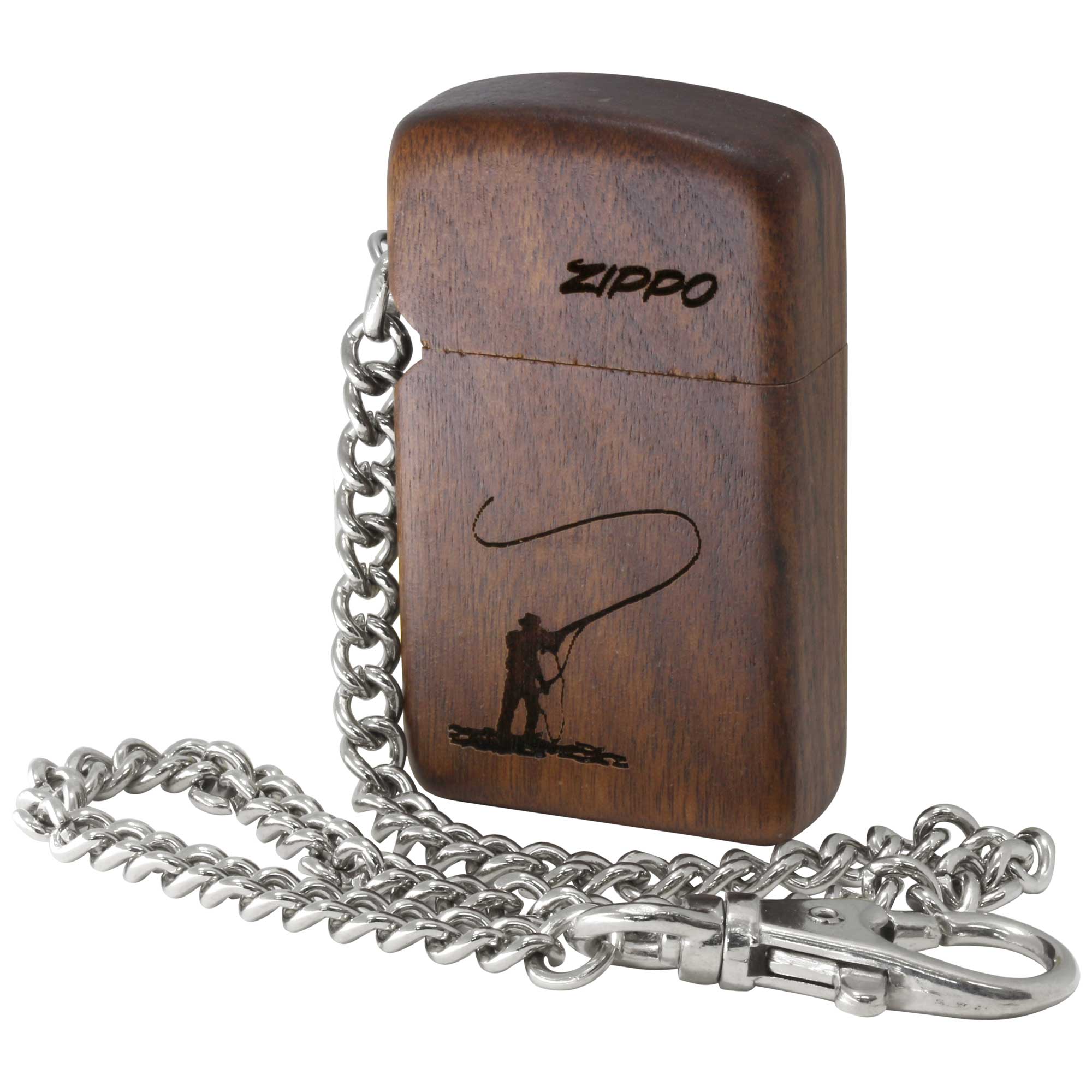 絶版/ヴィンテージ Zippo ジッポー 中古 1996年製造 木製ケース スリム チェーン付き  [N]未使用・新品