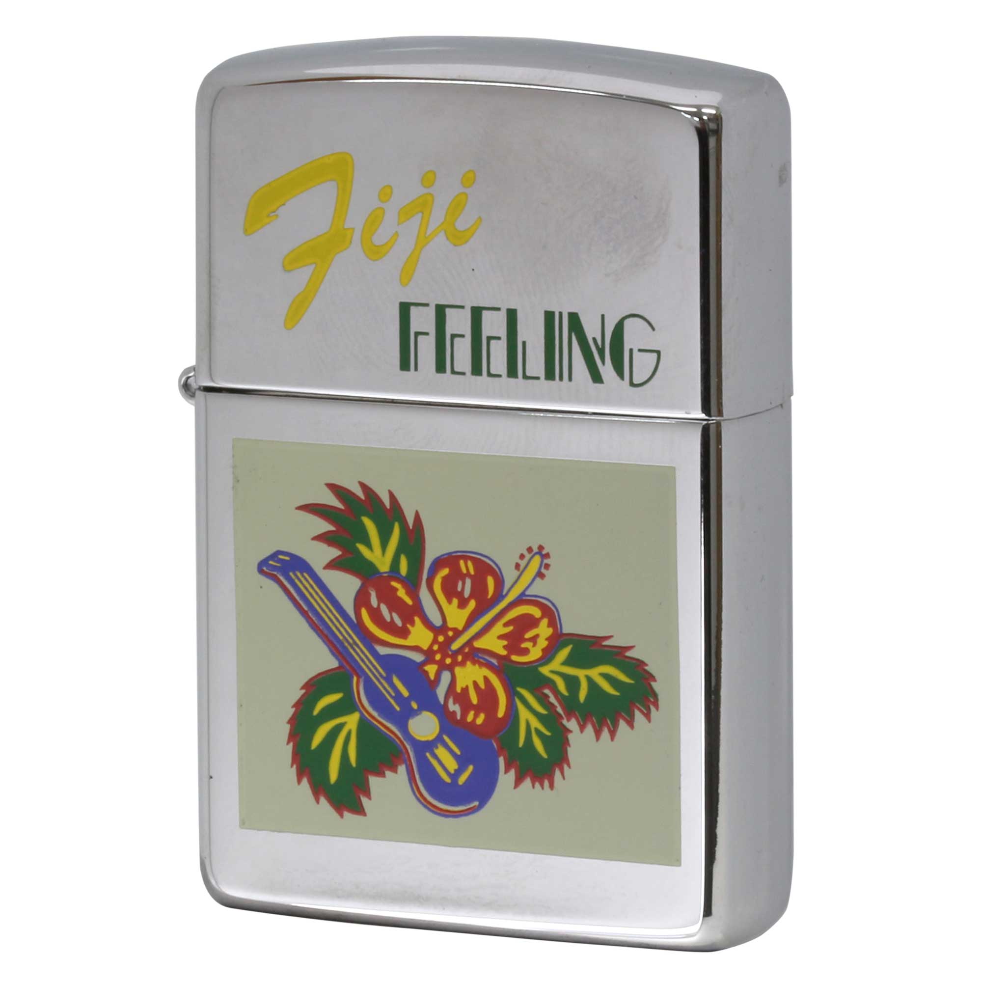 絶版/ヴィンテージ Zippo ジッポー 中古 1995年製造 Fuji FEELING ハイビスカスとギター  [A]使用感少なく状態が良い