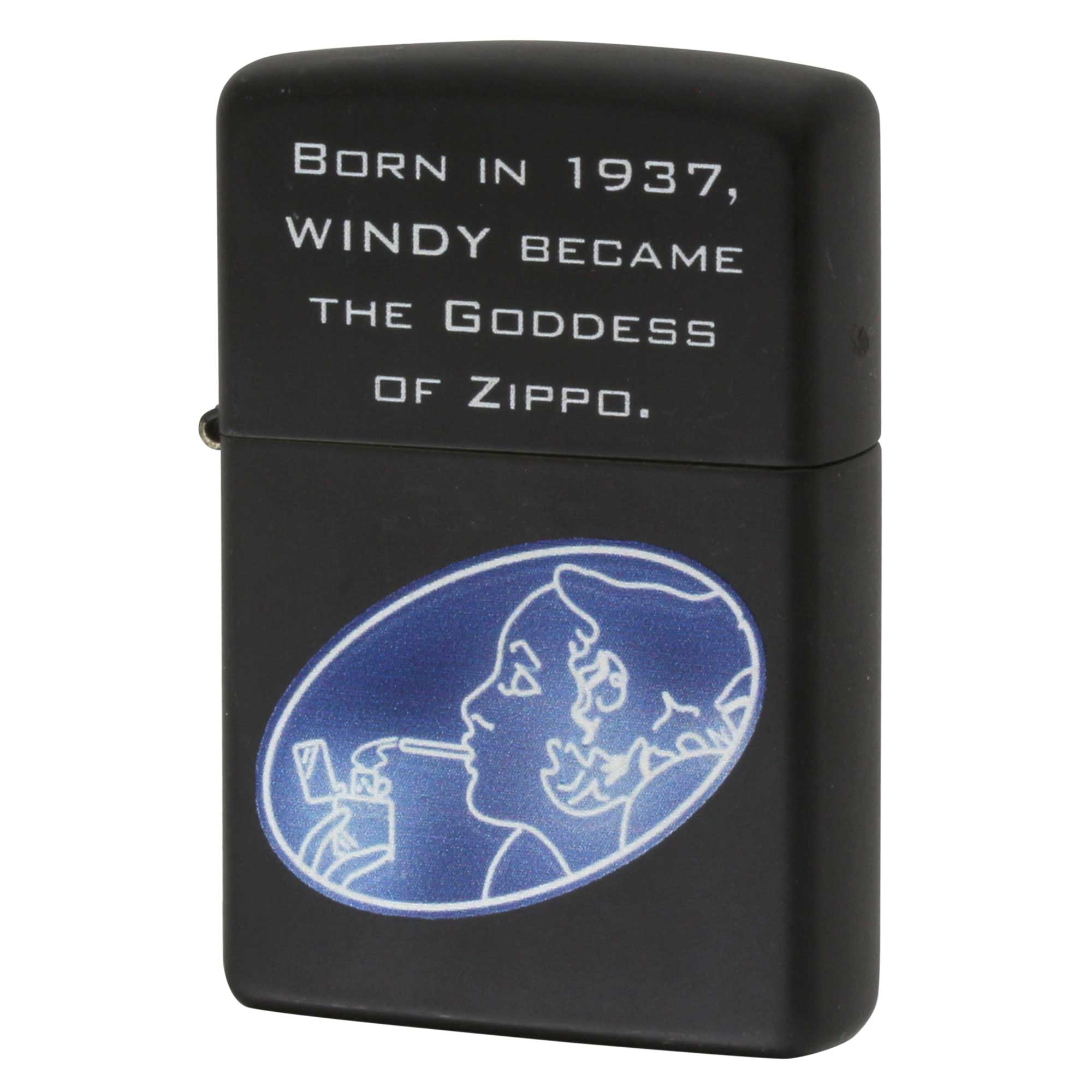 絶版/ヴィンテージ Zippo ジッポー 中古 2014年製造 WINDY BECAME THE GODDESS ウィンディ ブラックマット  [A]使用感少なく状態が良い